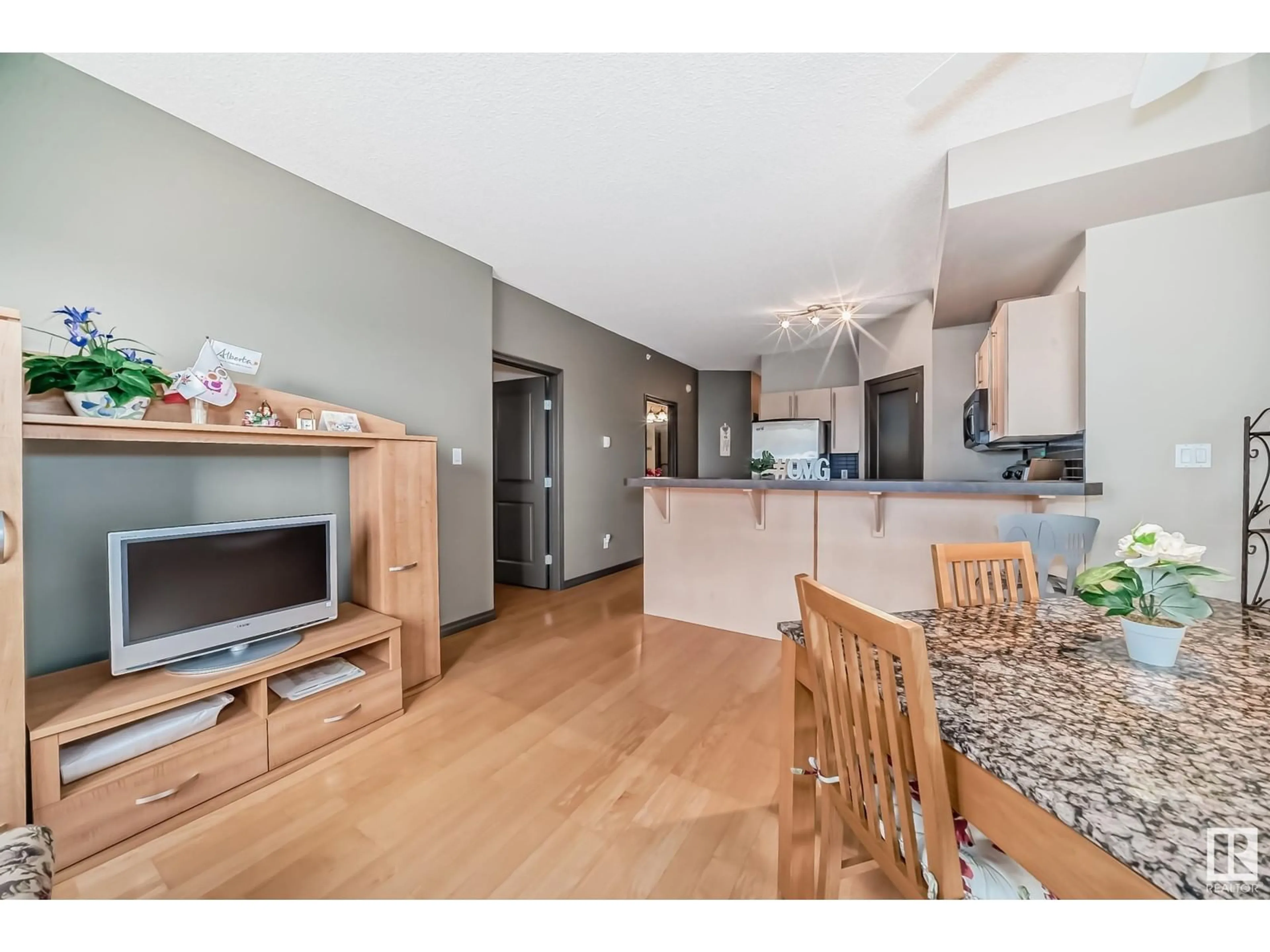 Open concept kitchen for #803 10504 99 AV NW, Edmonton Alberta T5K1B2