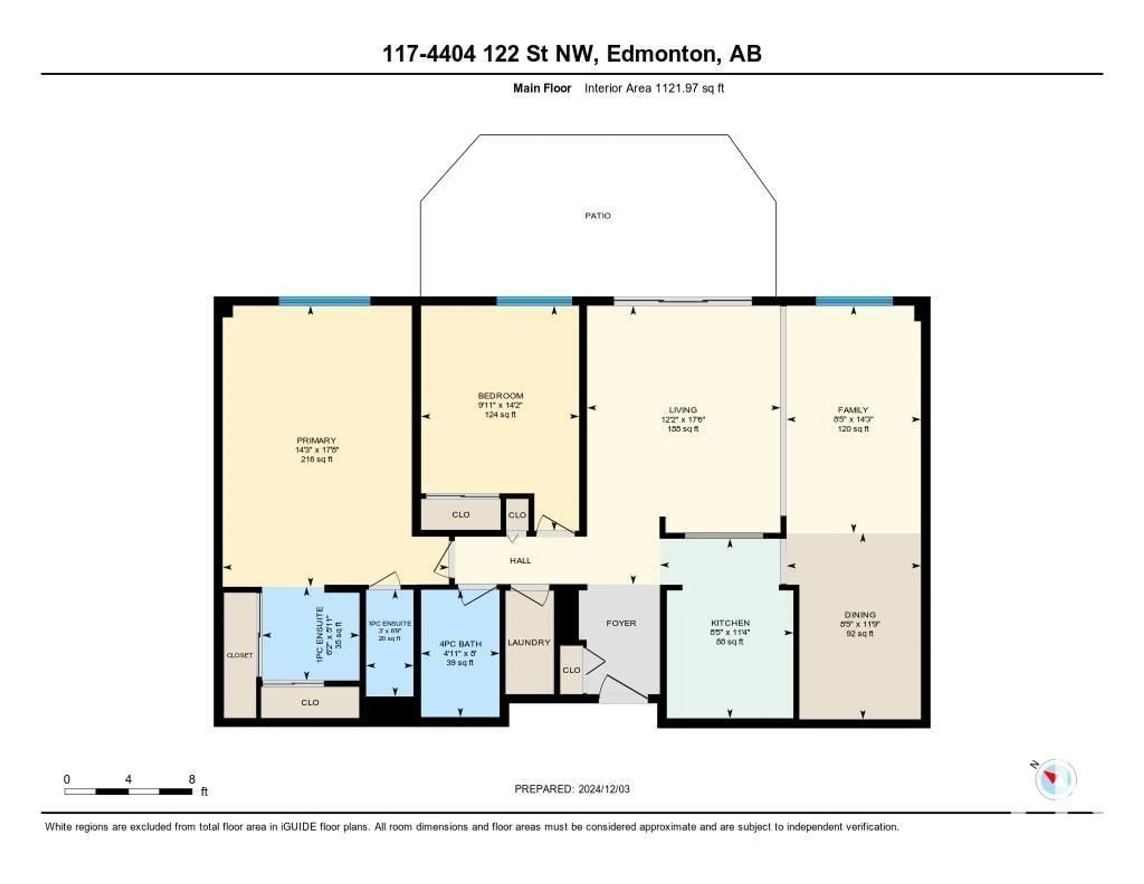 Floor plan for #117 4404 122 ST NW, Edmonton Alberta T6J4A9