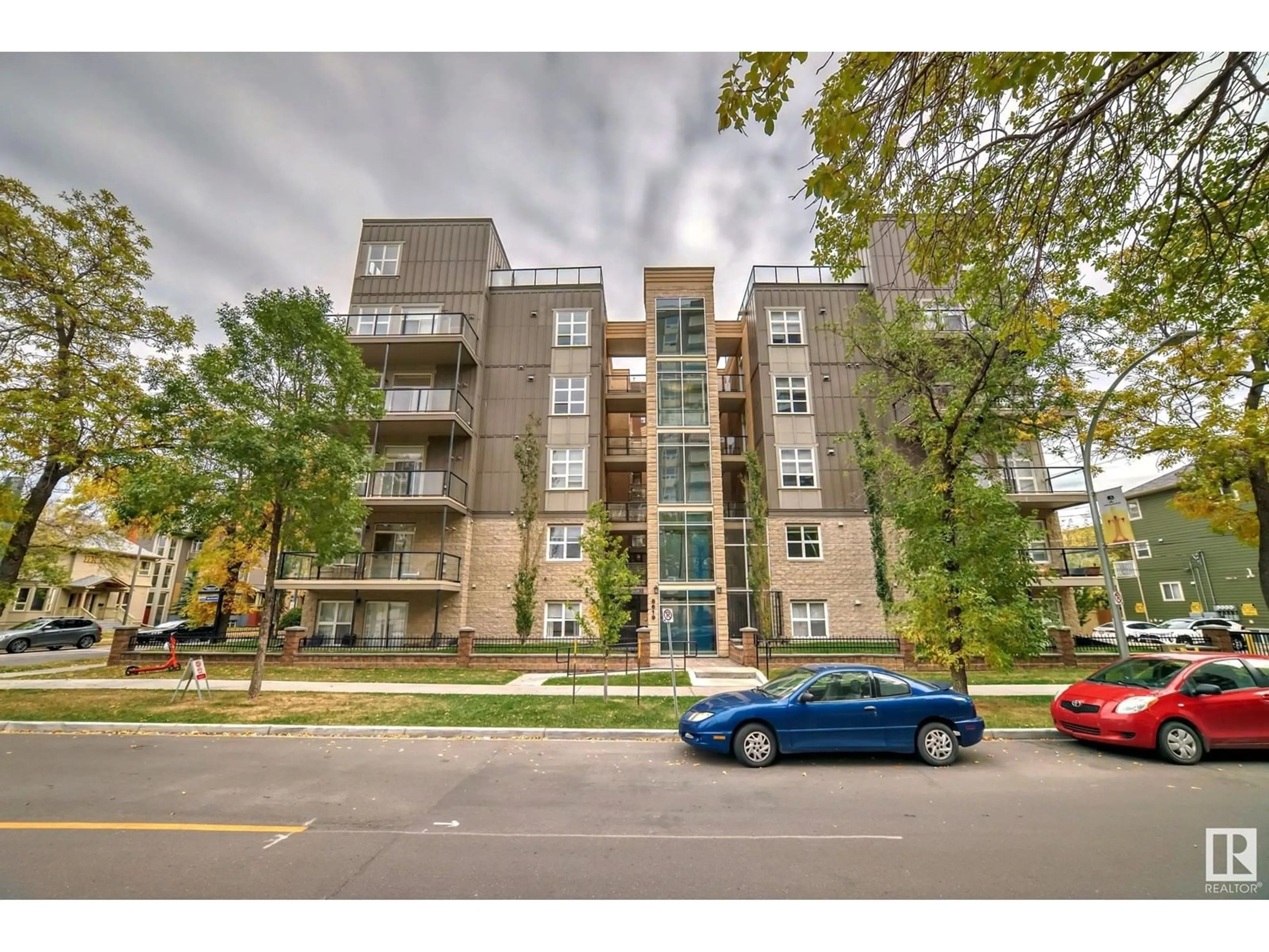 A pic from exterior of the house or condo, the street view for #101 8619 111 ST NW, Edmonton Alberta T6G1H8