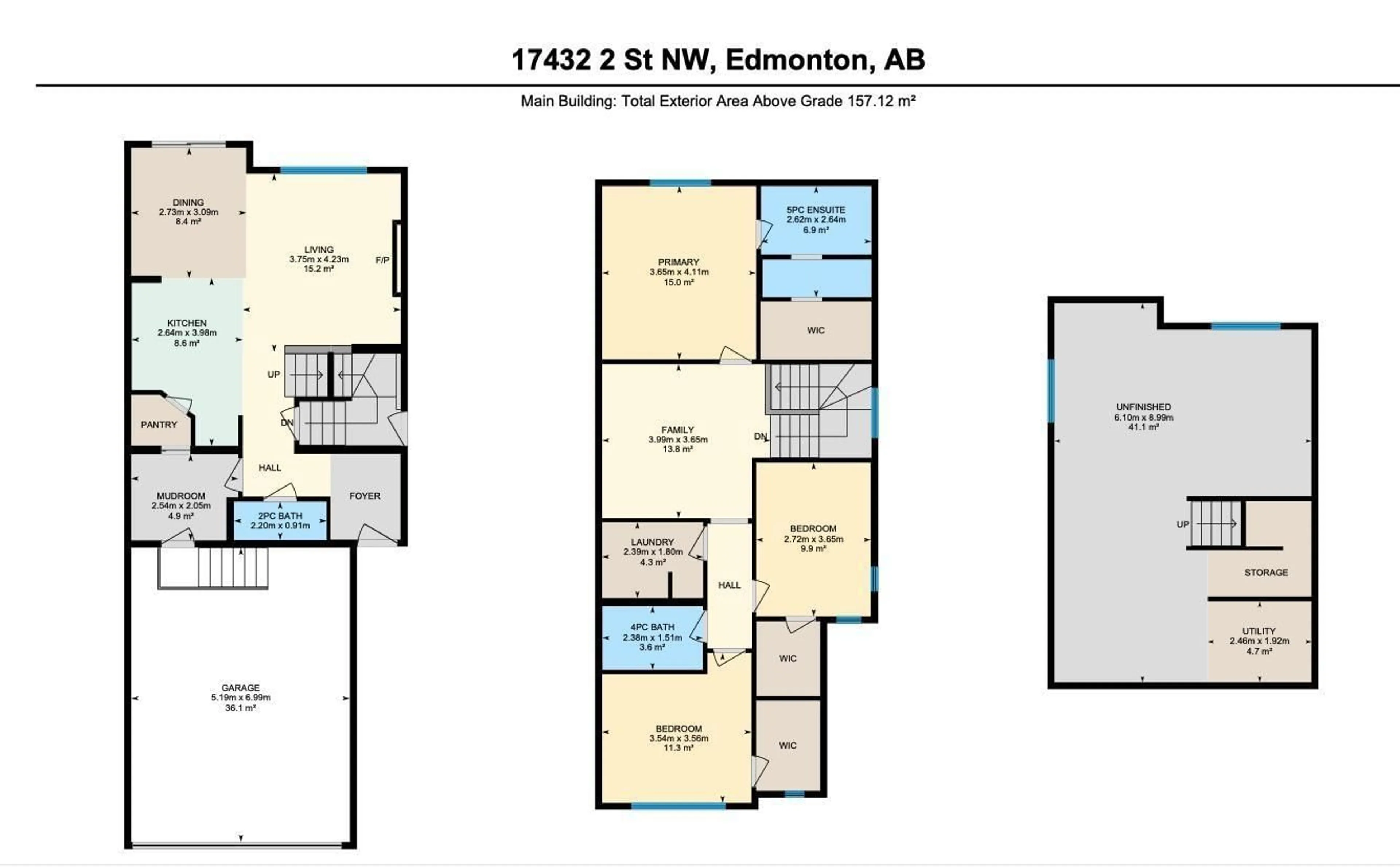 Floor plan for 17432 2 ST NW, Edmonton Alberta T5Y4G6