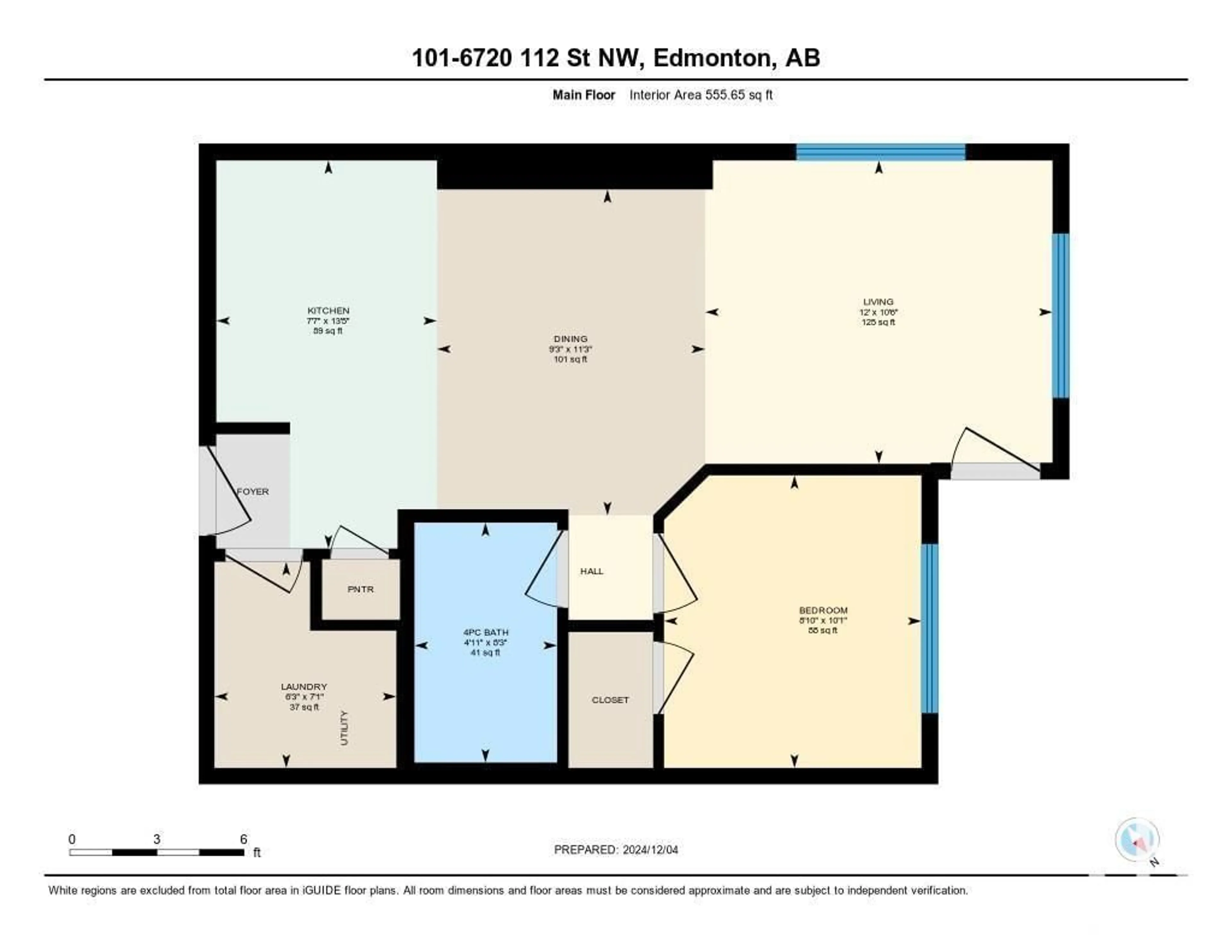 Floor plan for #101 6720 112 ST NW, Edmonton Alberta T6H3J8