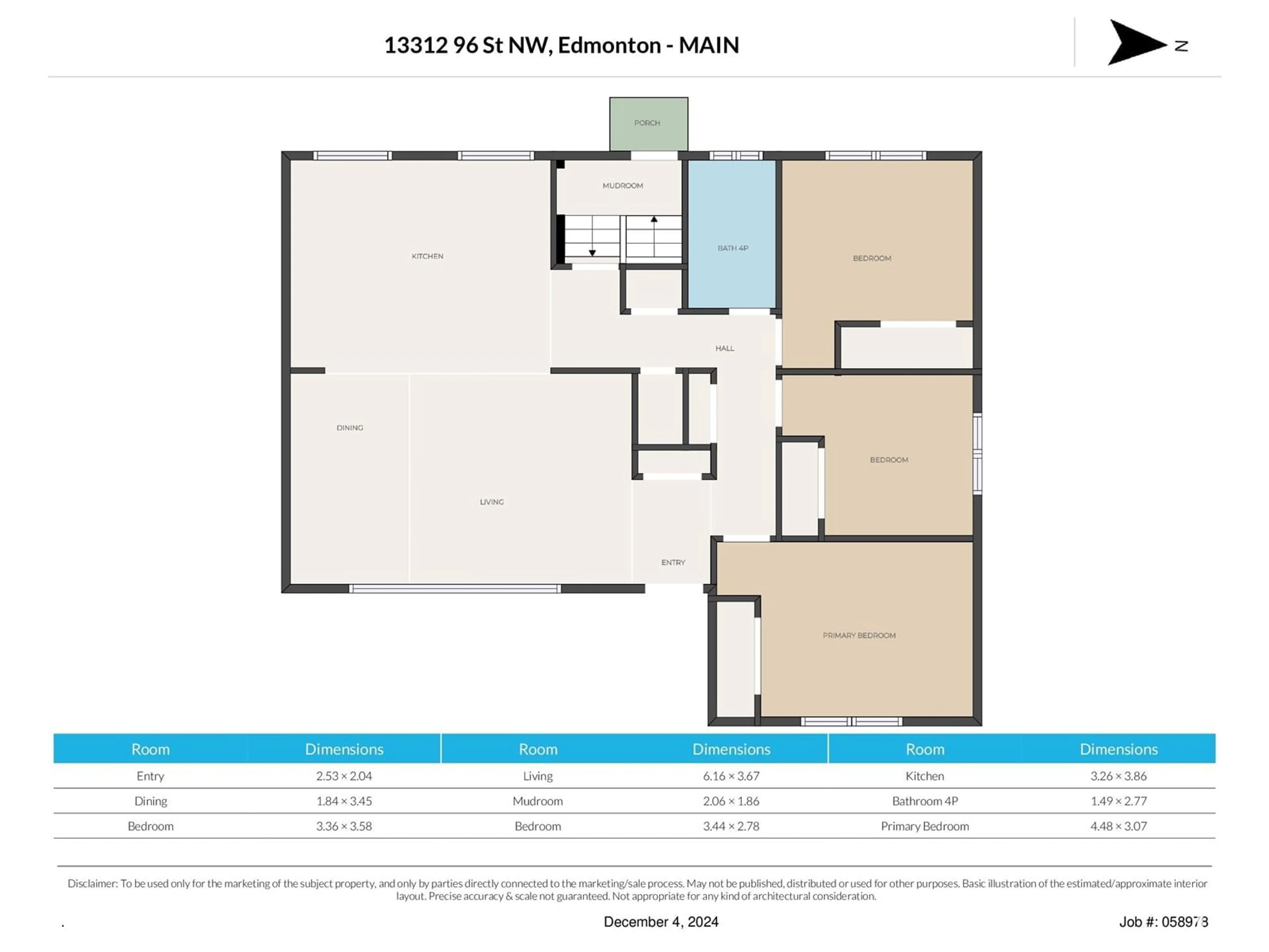 Floor plan for 13312 96 ST NW, Edmonton Alberta T5E4B3