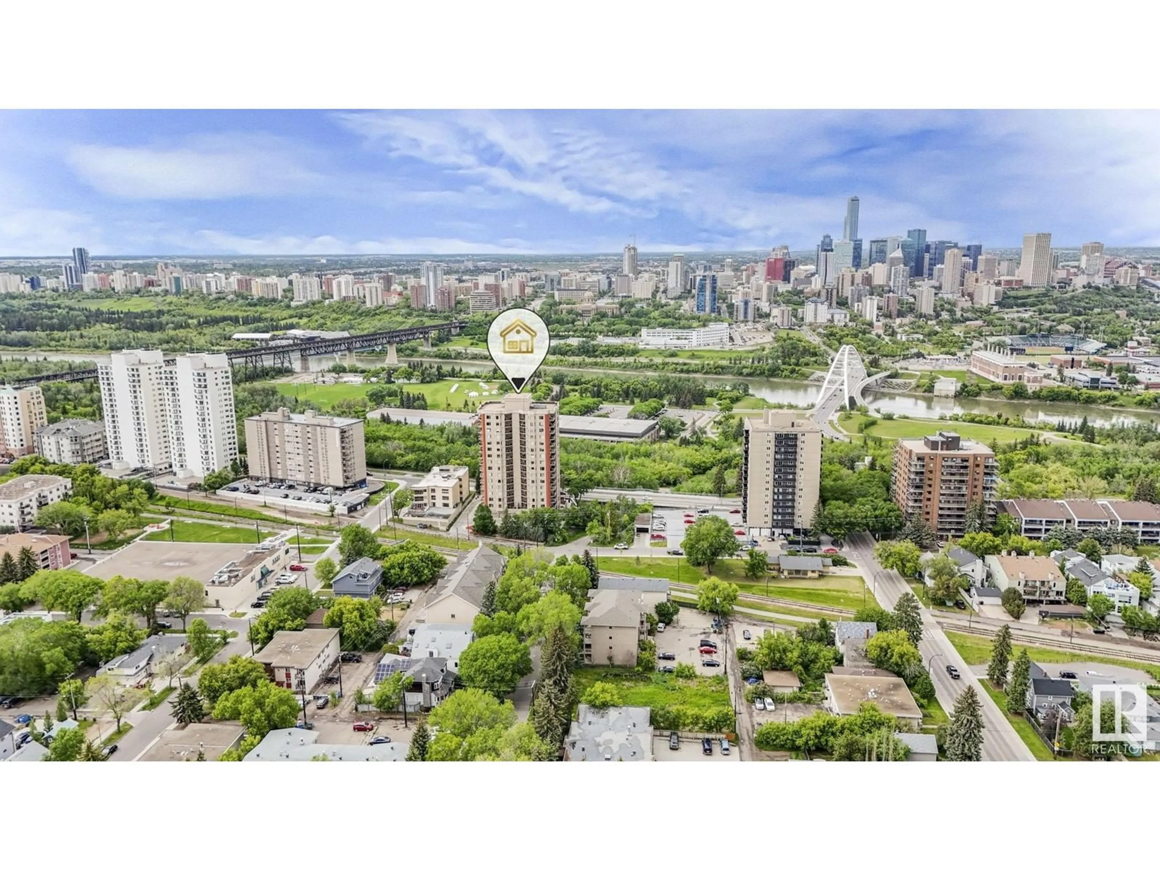 A pic from exterior of the house or condo, the view of city buildings for #1003 10649 SASKATCHEWAN DR NW, Edmonton Alberta T6E6S8