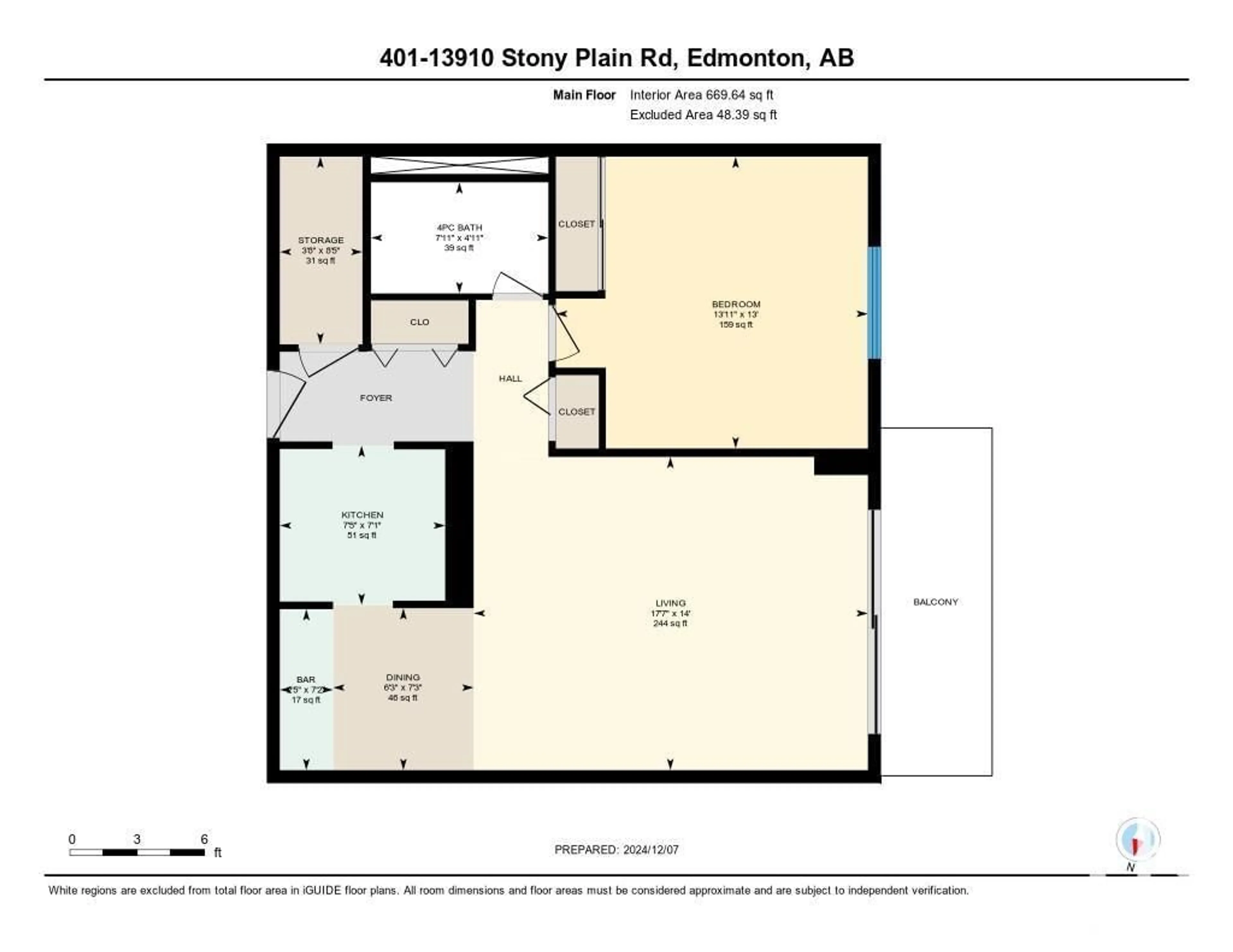 Floor plan for #401 13910 STONY PLAIN RD NW, Edmonton Alberta T5N3R2