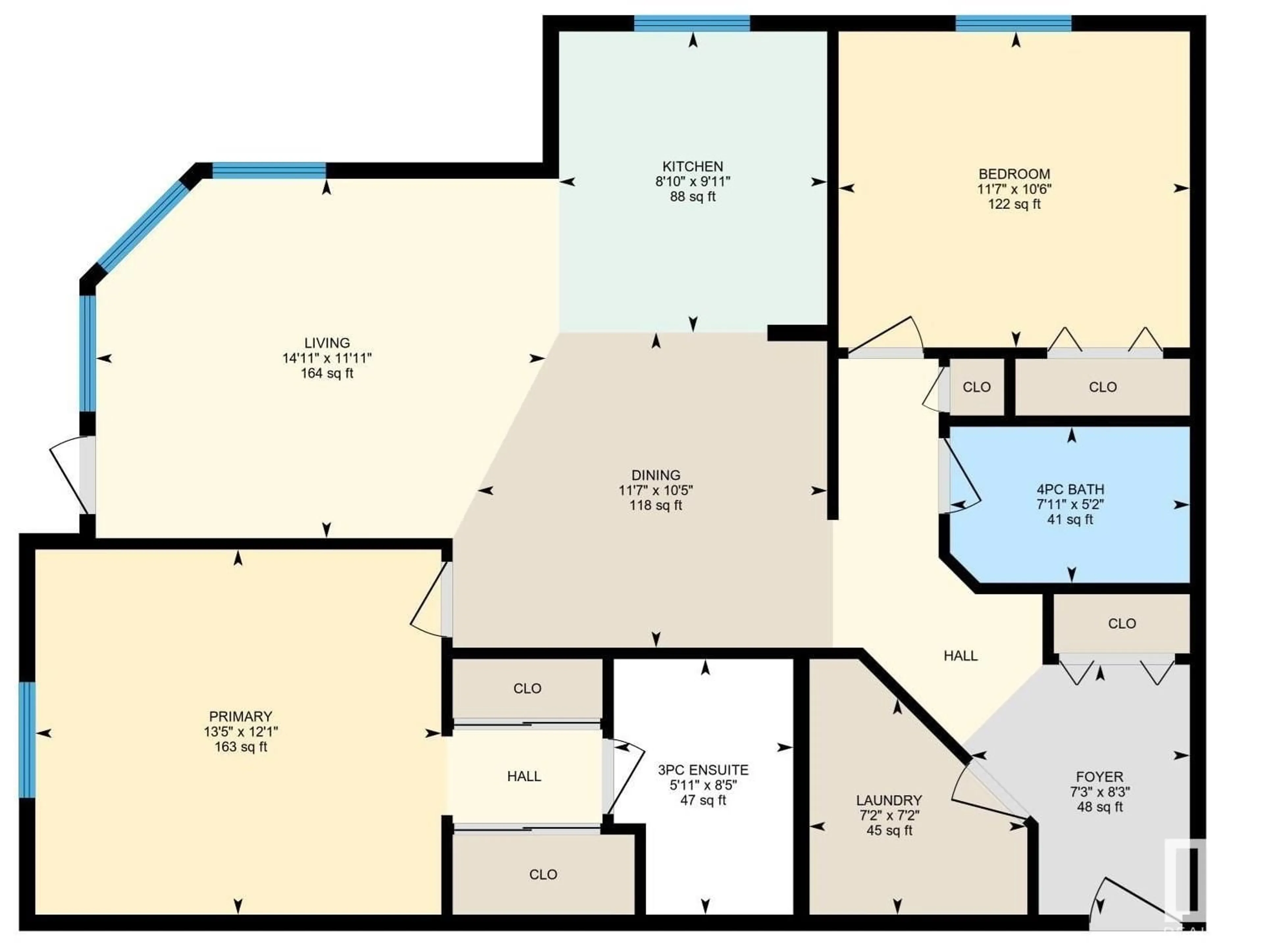 Floor plan for #114 13625 34 ST NW, Edmonton Alberta T5A0E3