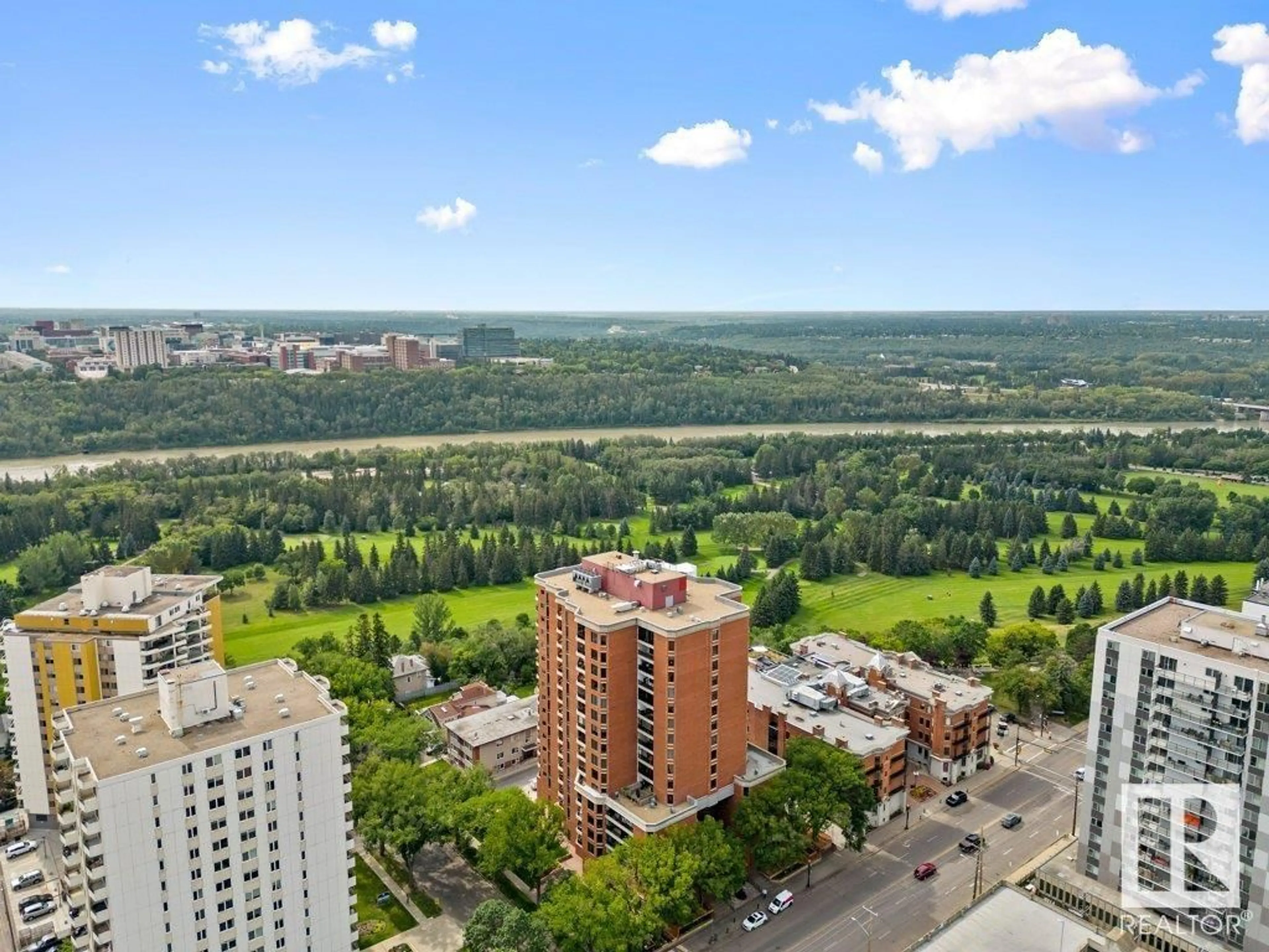 A pic from exterior of the house or condo, the view of city buildings for #201 11503 100 AV NW, Edmonton Alberta T5K2K7