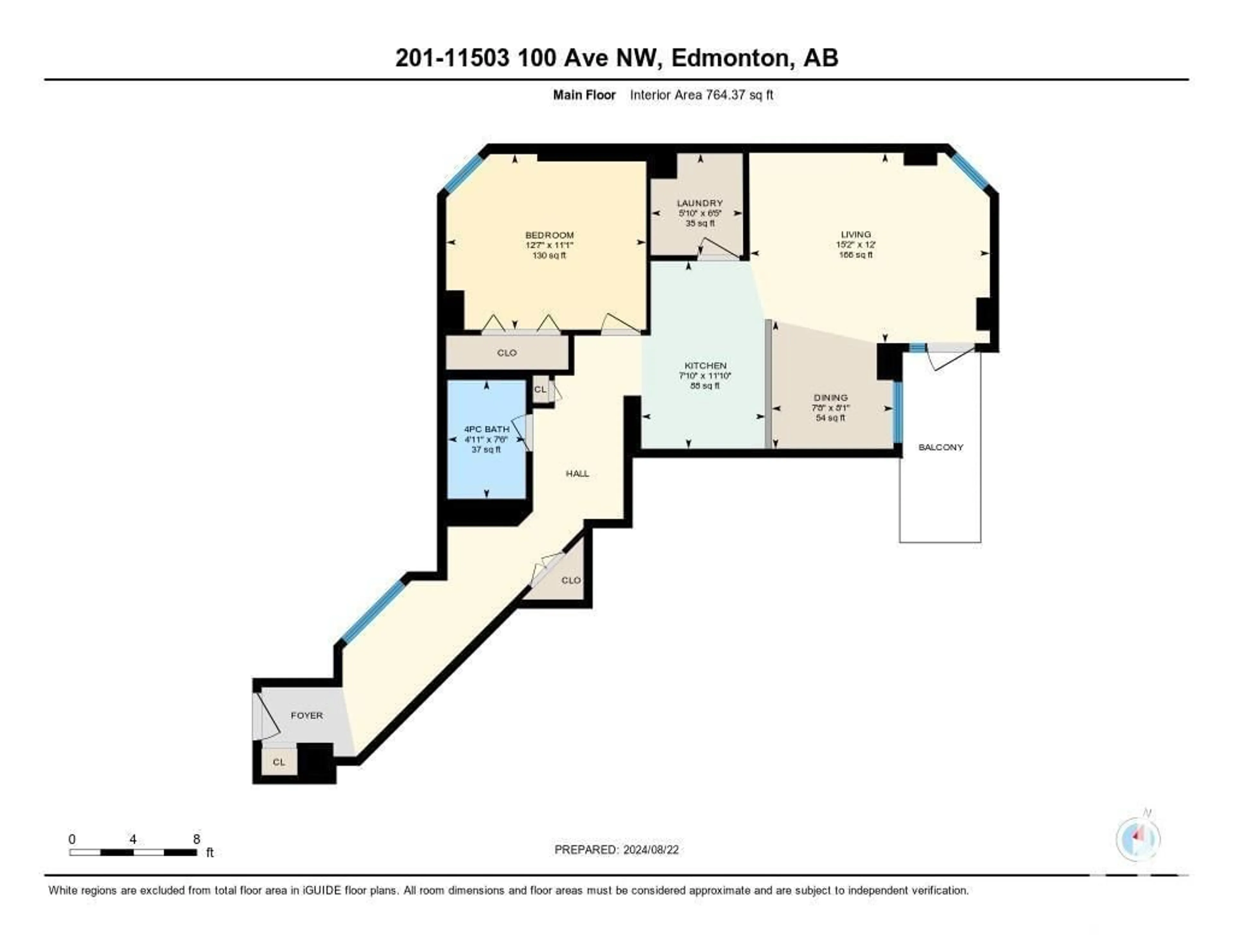 Floor plan for #201 11503 100 AV NW, Edmonton Alberta T5K2K7