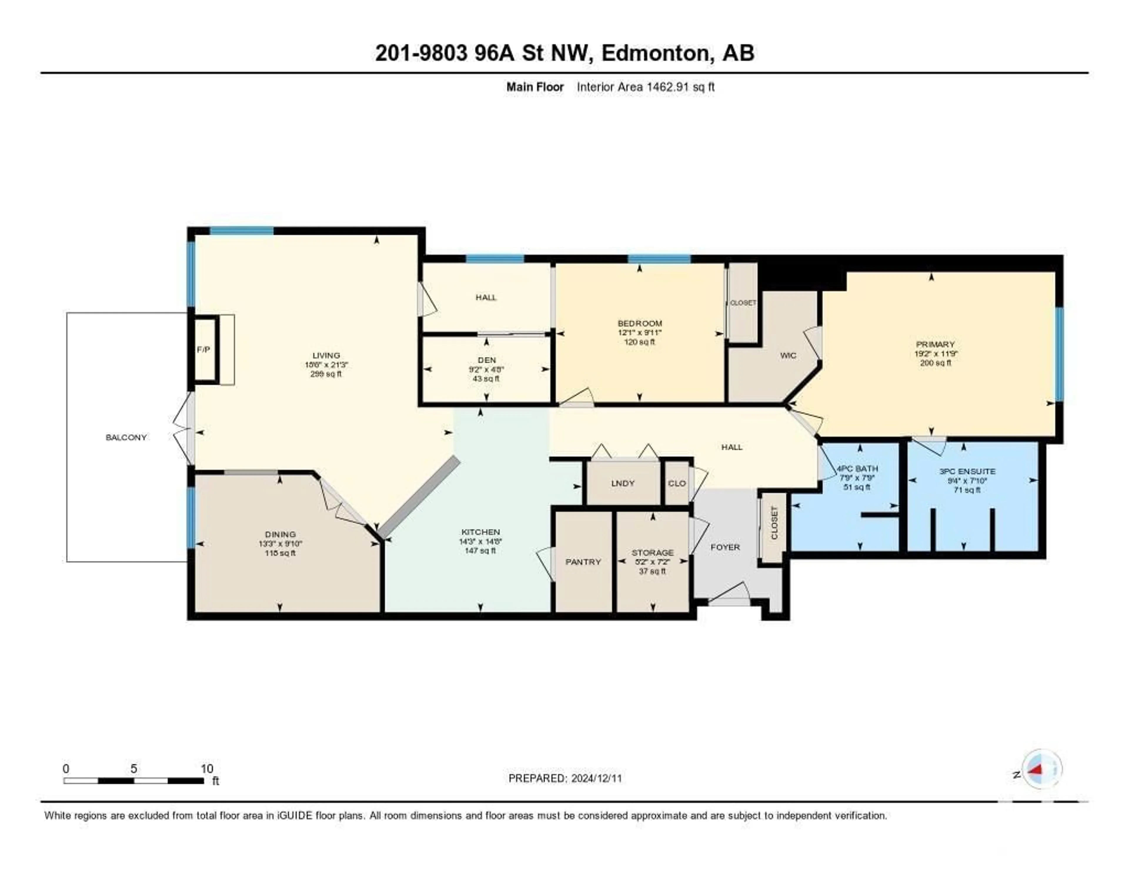 Floor plan for #201 9803 96A ST NW, Edmonton Alberta T6A4A5