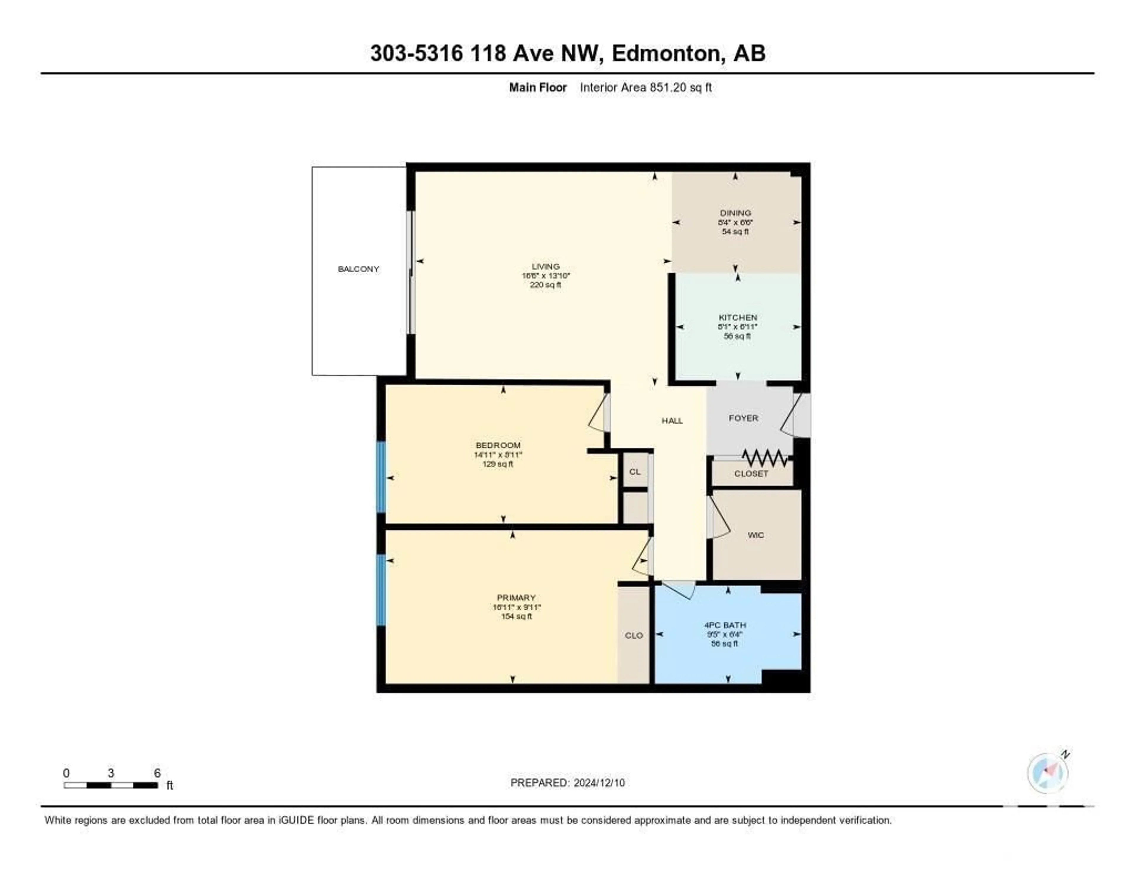 Floor plan for #303 5316 118 AV NW, Edmonton Alberta T5W1C4