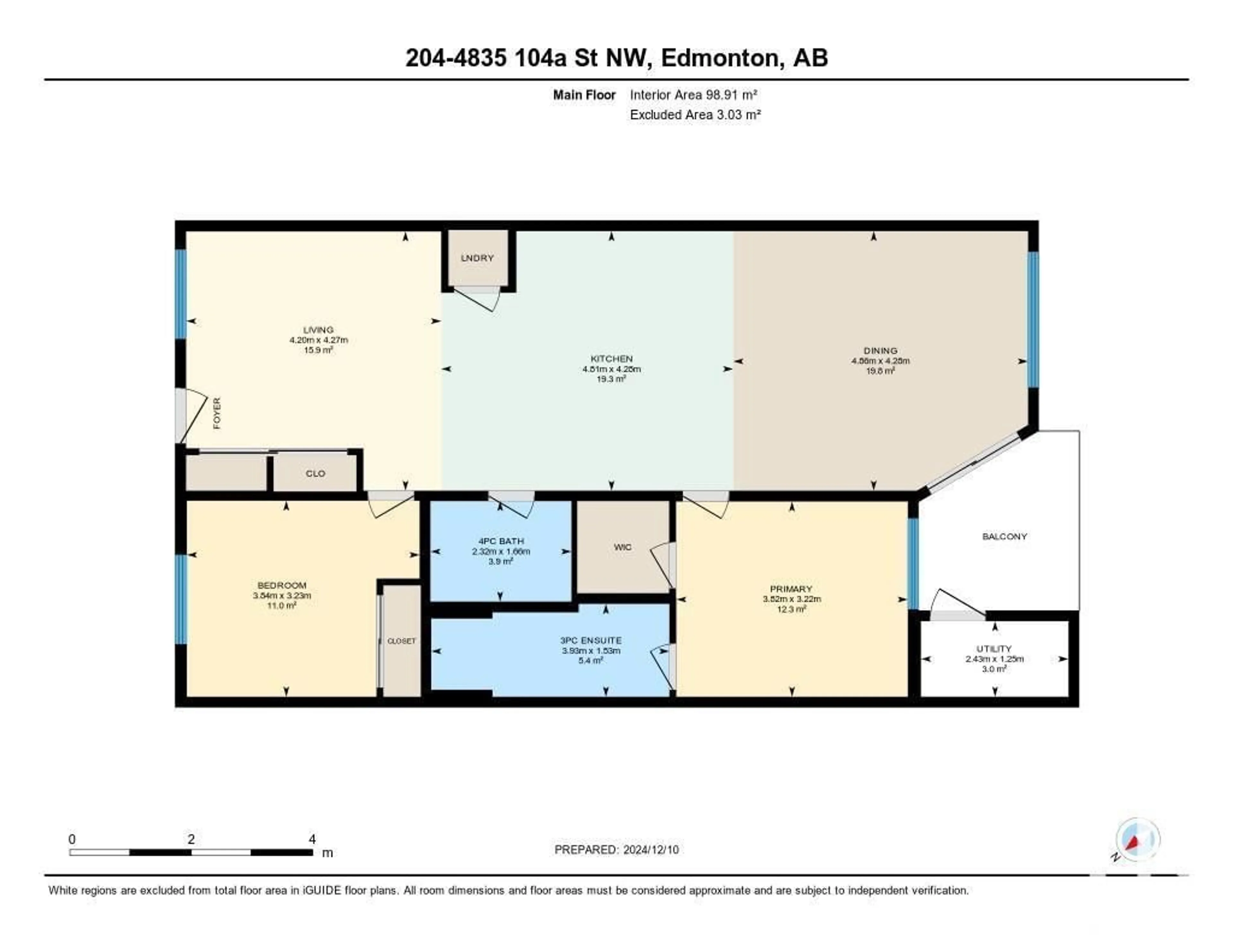 Floor plan for #204 4835 104A ST NW, Edmonton Alberta T6H0R5