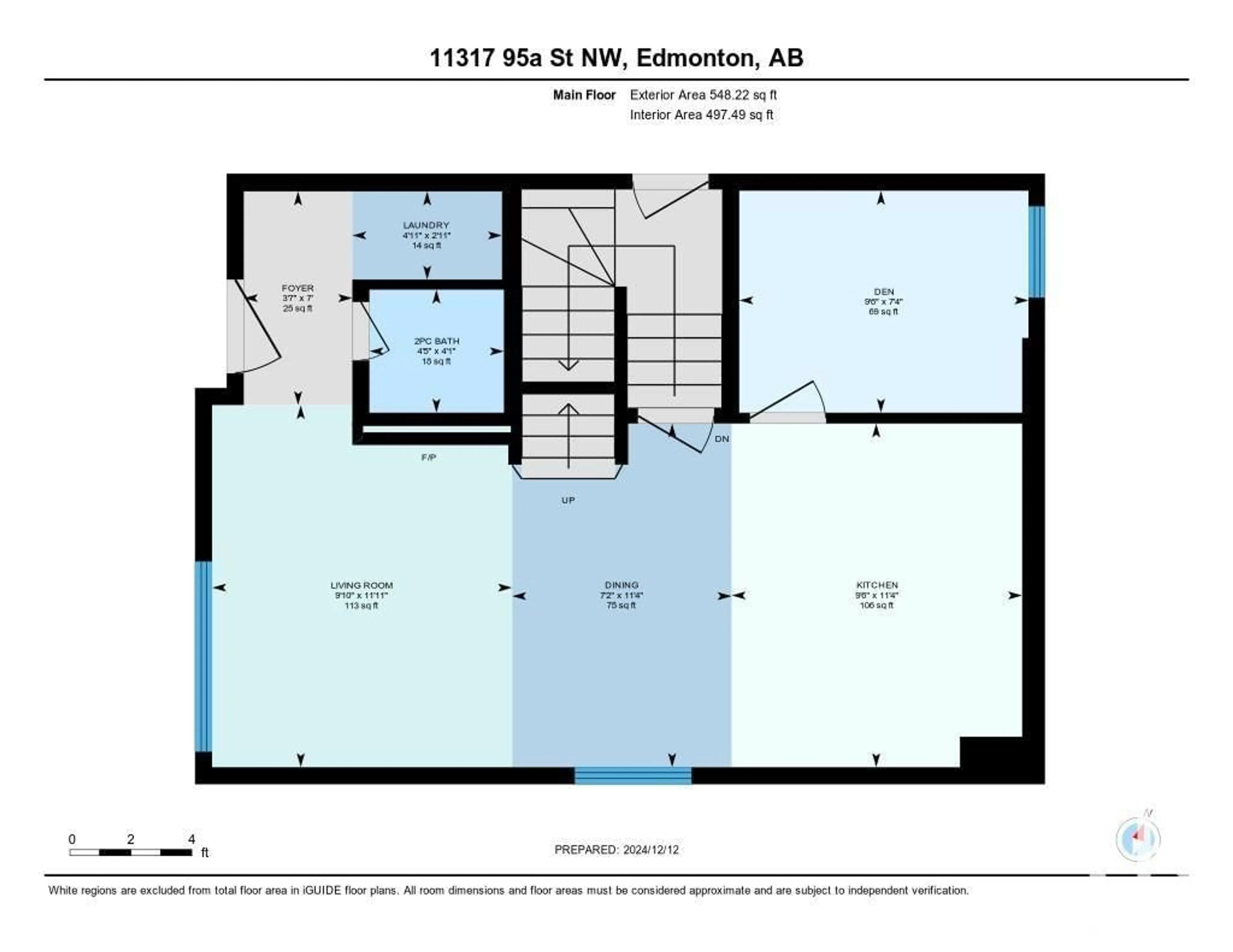 Floor plan for 11317 95A ST NW, Edmonton Alberta T5G1P2