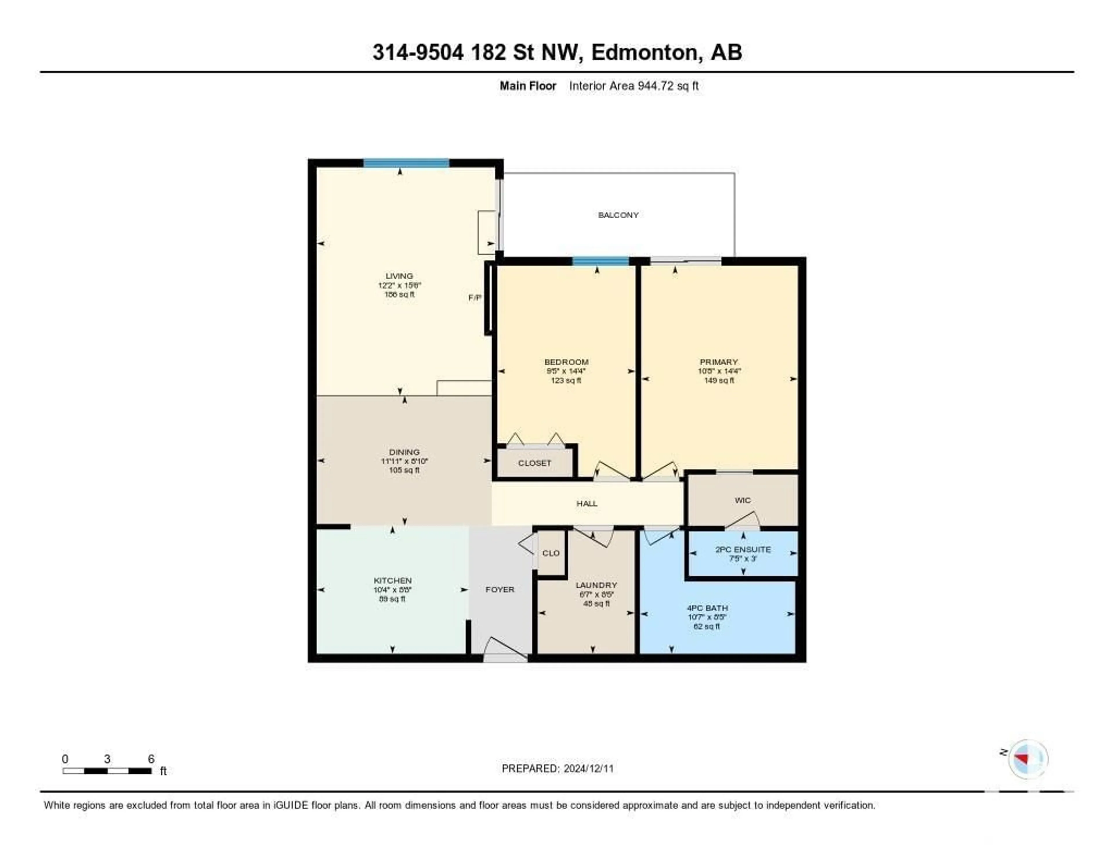 Floor plan for #314 9504 182 ST NW, Edmonton Alberta T5T3A7