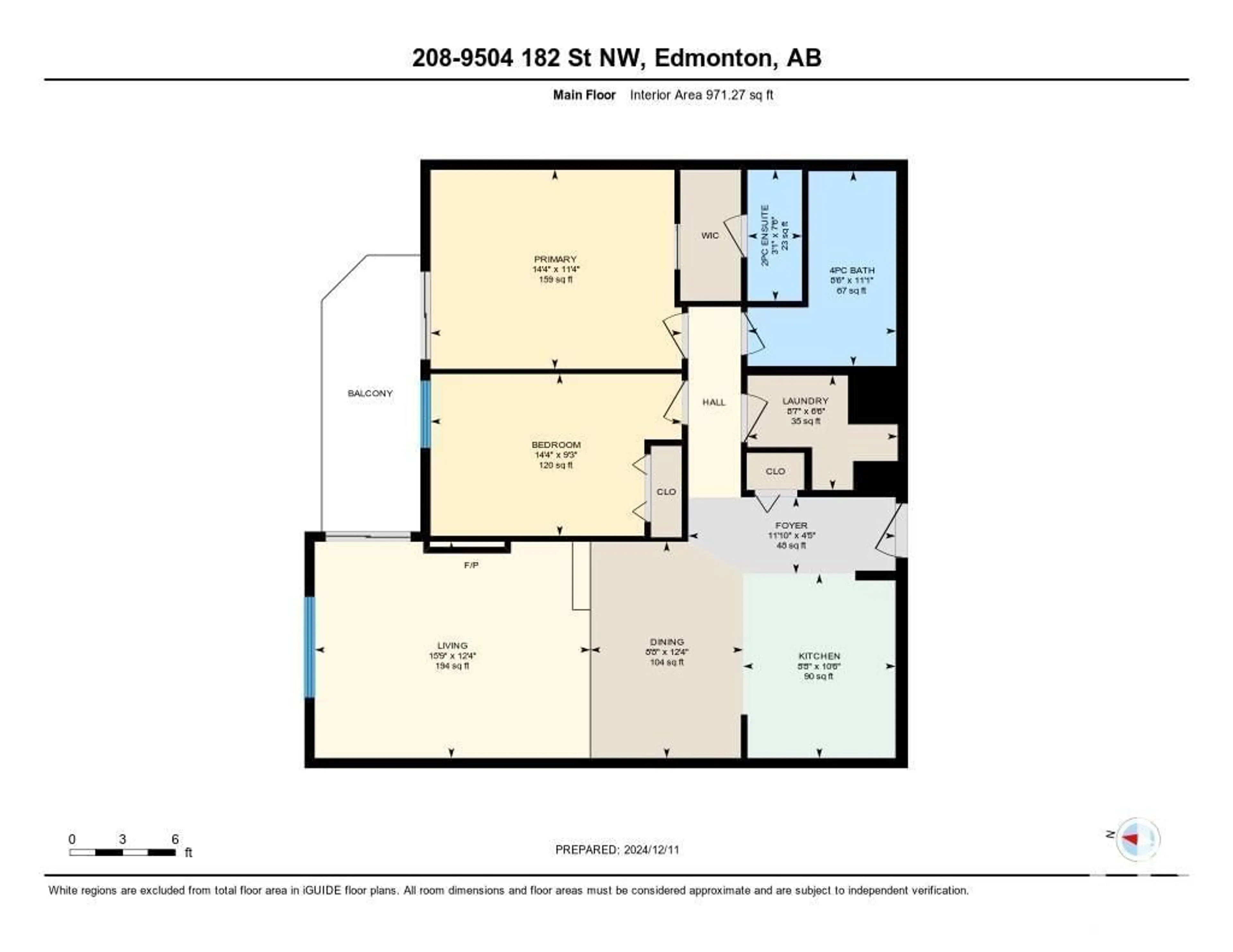 Floor plan for #208 9504 182 ST NW, Edmonton Alberta T5T3A7