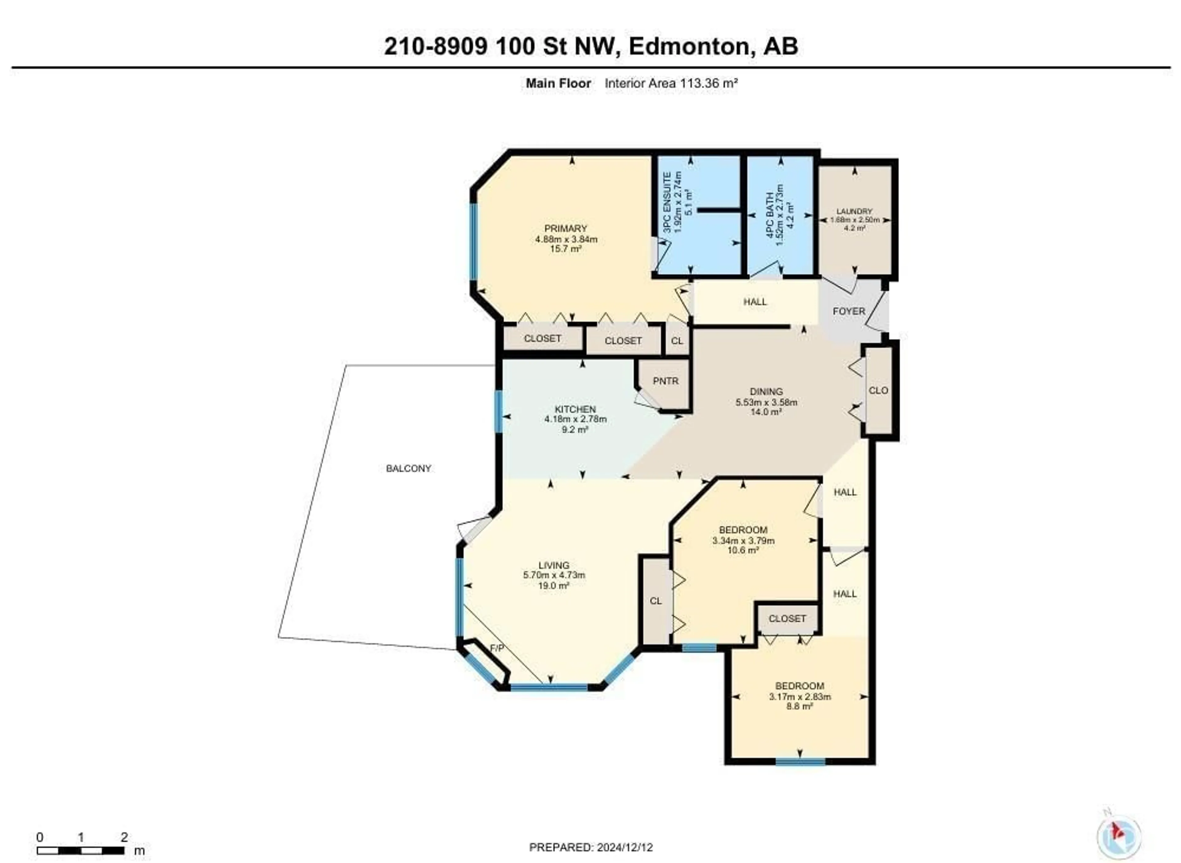 Floor plan for #210 8909 100 ST NW, Edmonton Alberta T6E6T4