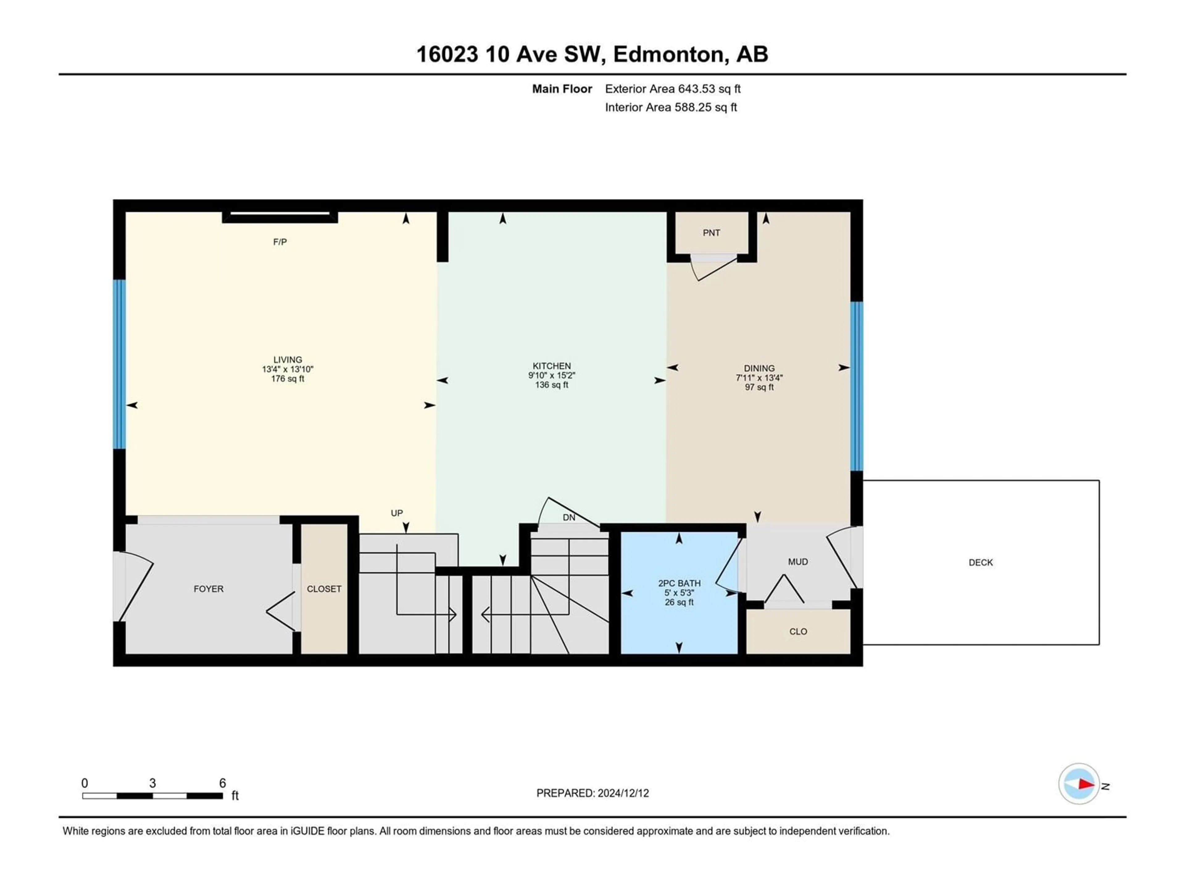 Floor plan for 16023 10 AV SW, Edmonton Alberta T6W2H1