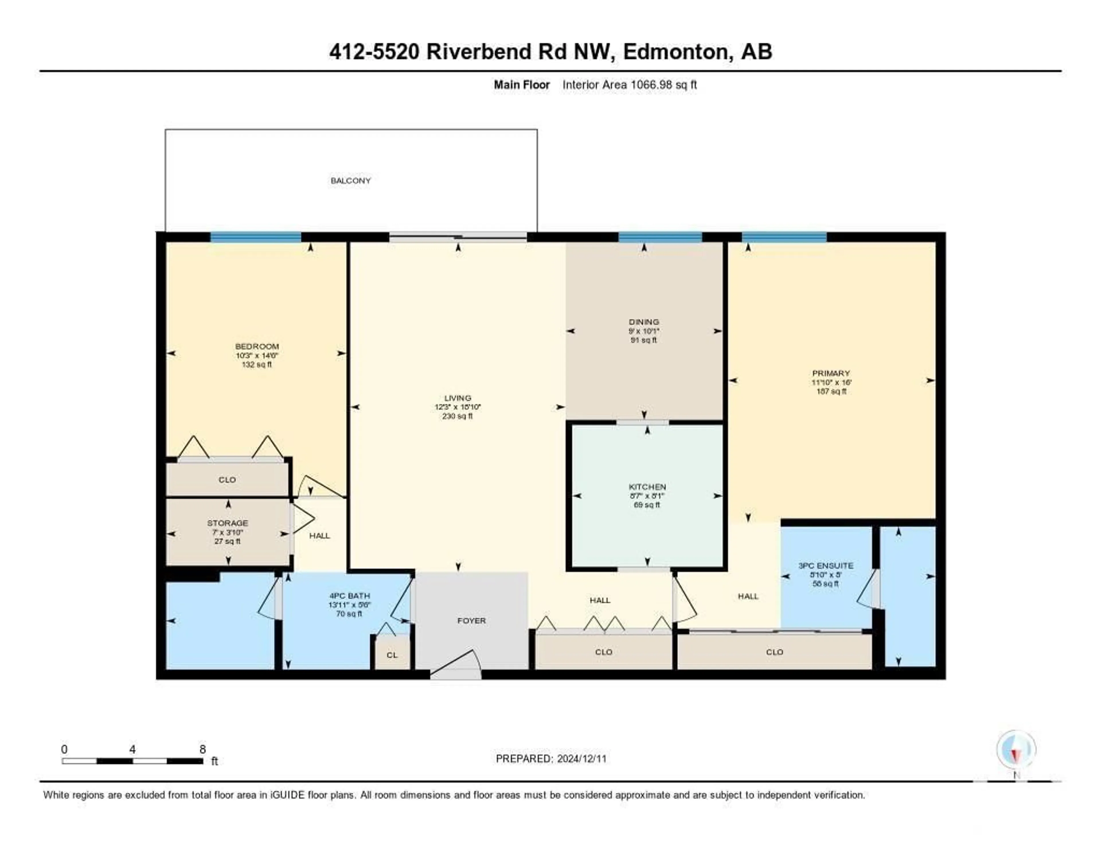 Floor plan for #412 5520 RIVERBEND RD NW, Edmonton Alberta T6H5G9