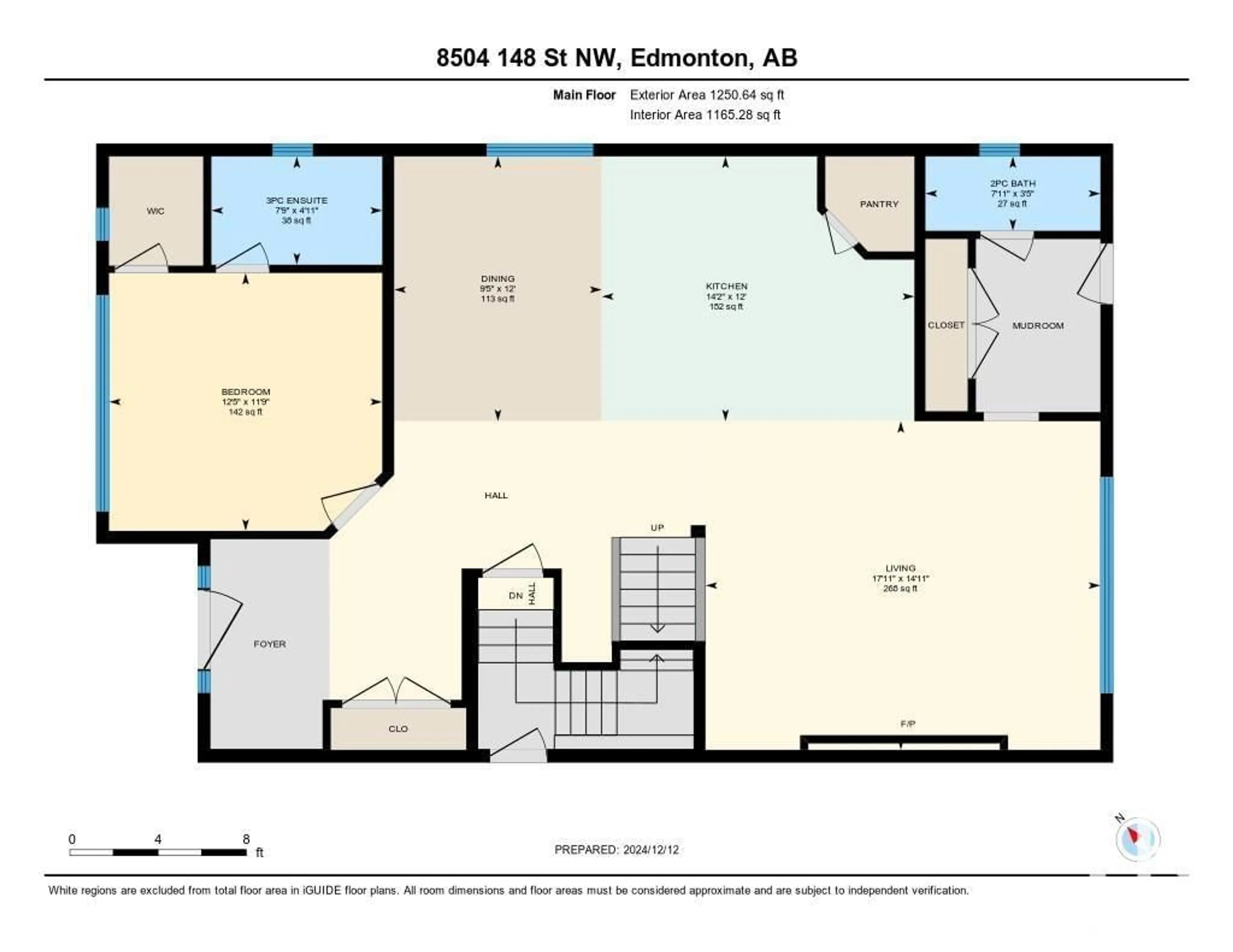 Floor plan for 8504 148 ST NW, Edmonton Alberta T5R0Z6