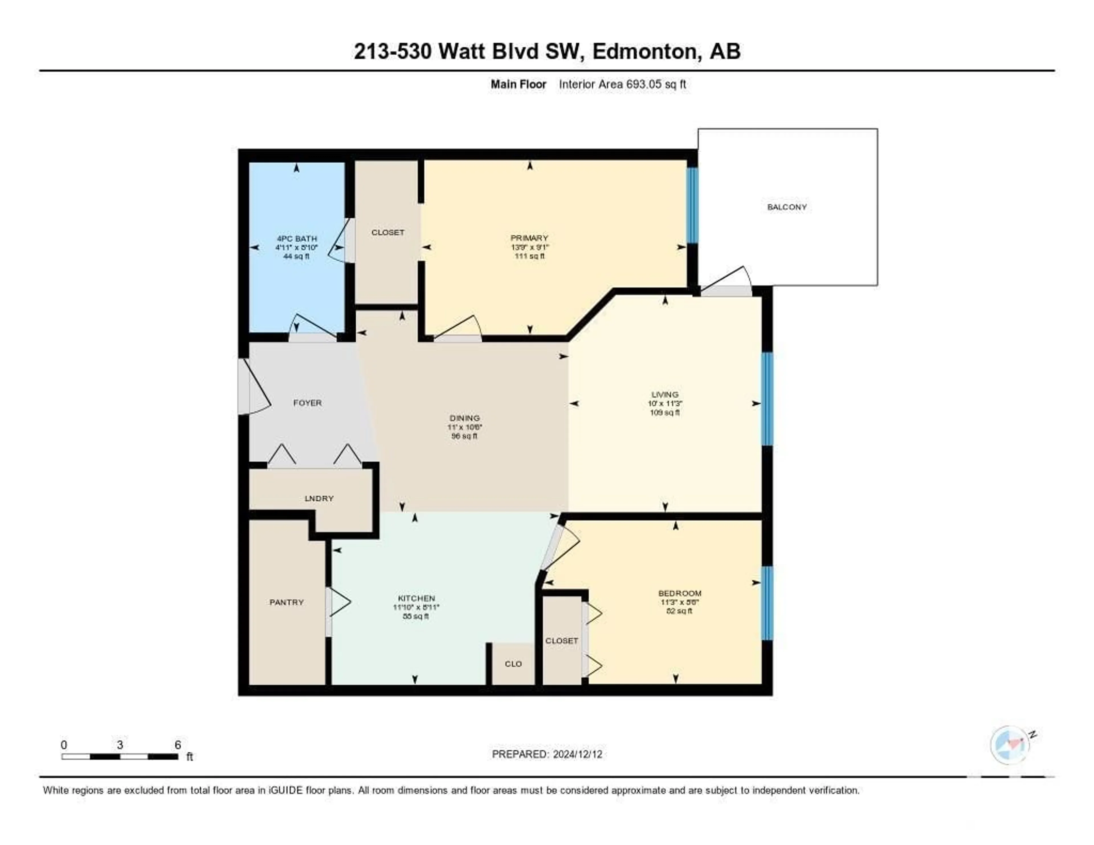 Floor plan for #213 530 Watt BV SW SW, Edmonton Alberta T6X1P7