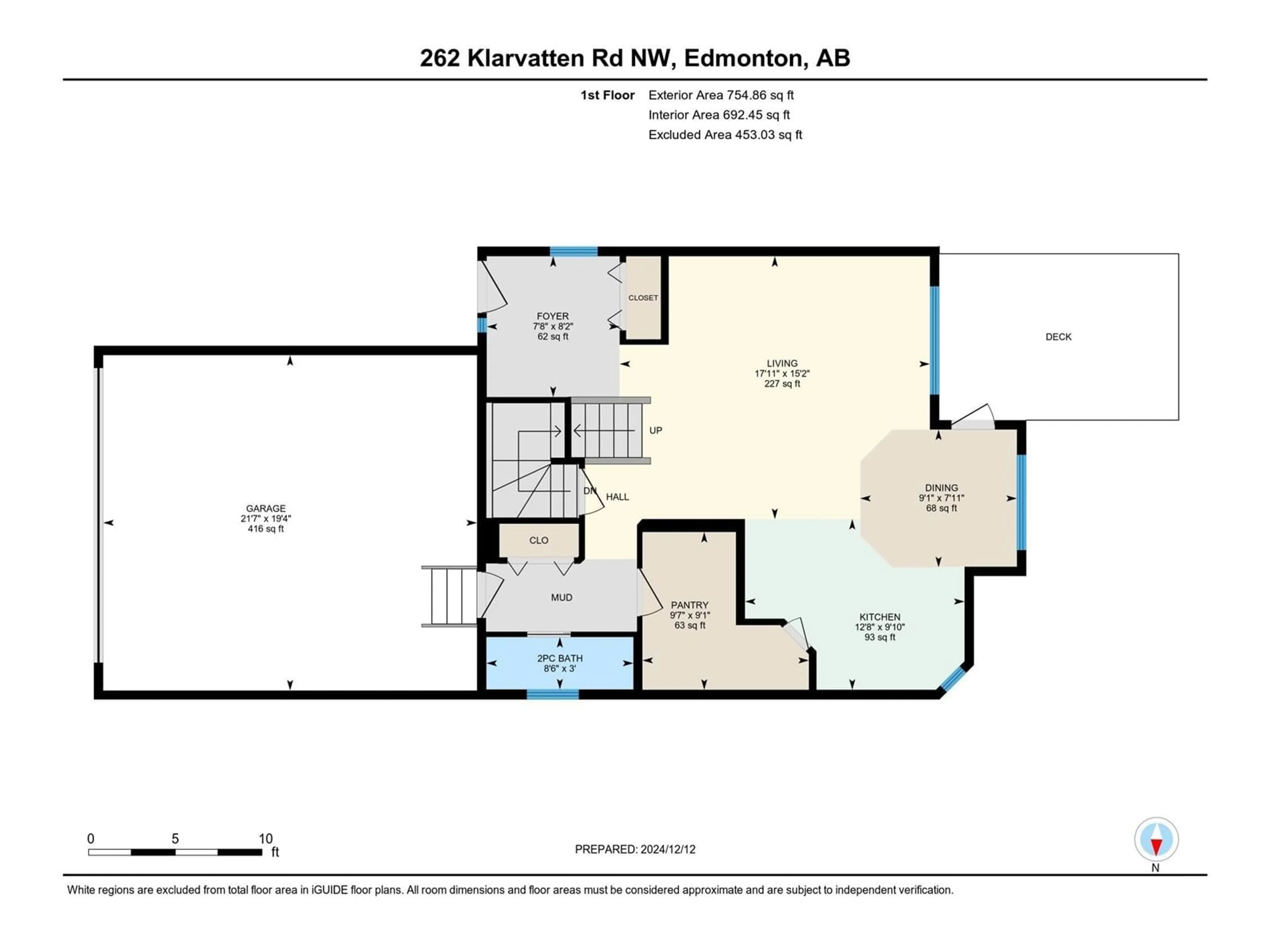 Floor plan for 262 Klarvatten RD NW, Edmonton Alberta T5Z3W4