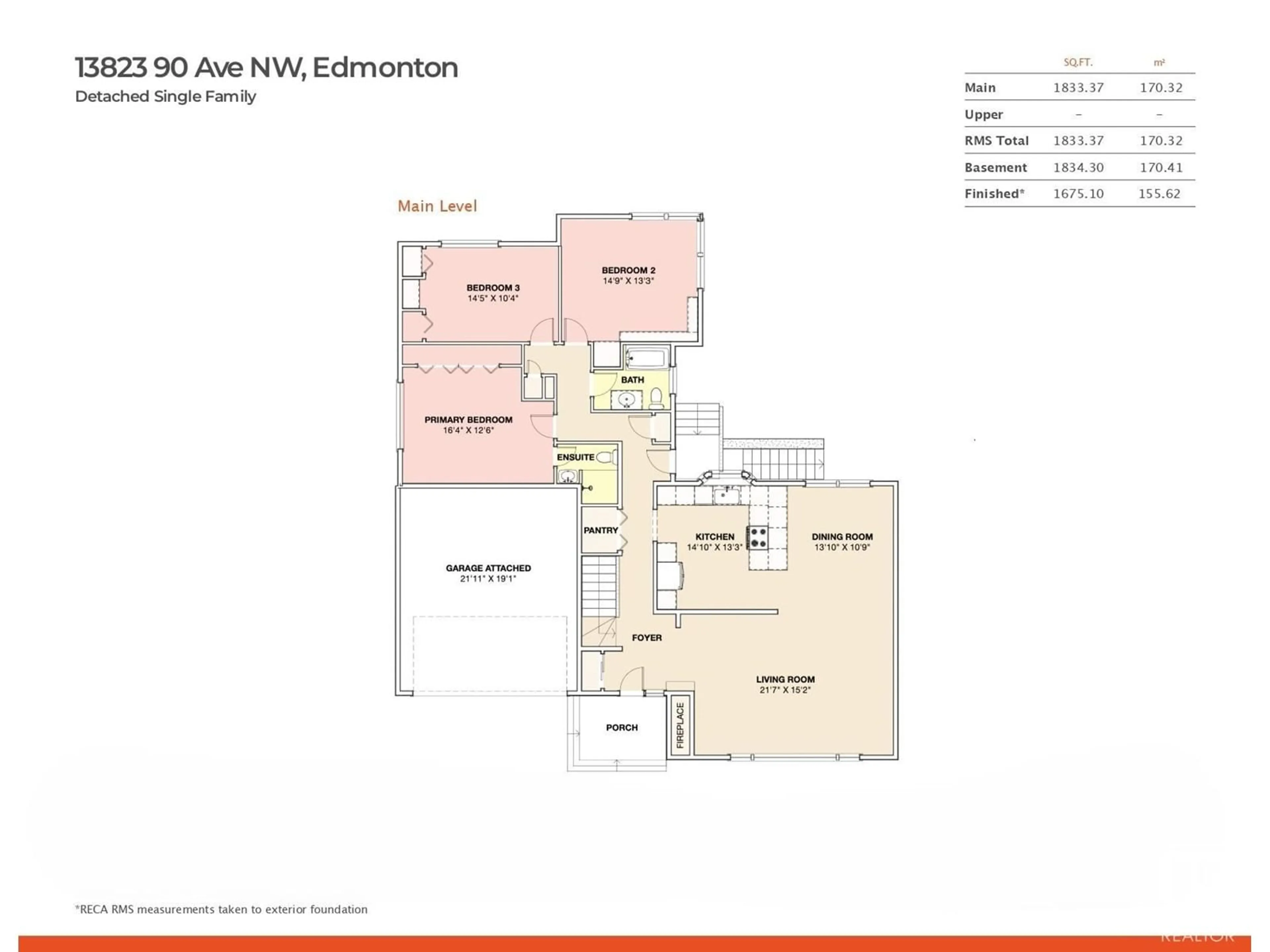 Floor plan for 13823 90 AV NW, Edmonton Alberta T5R4T3