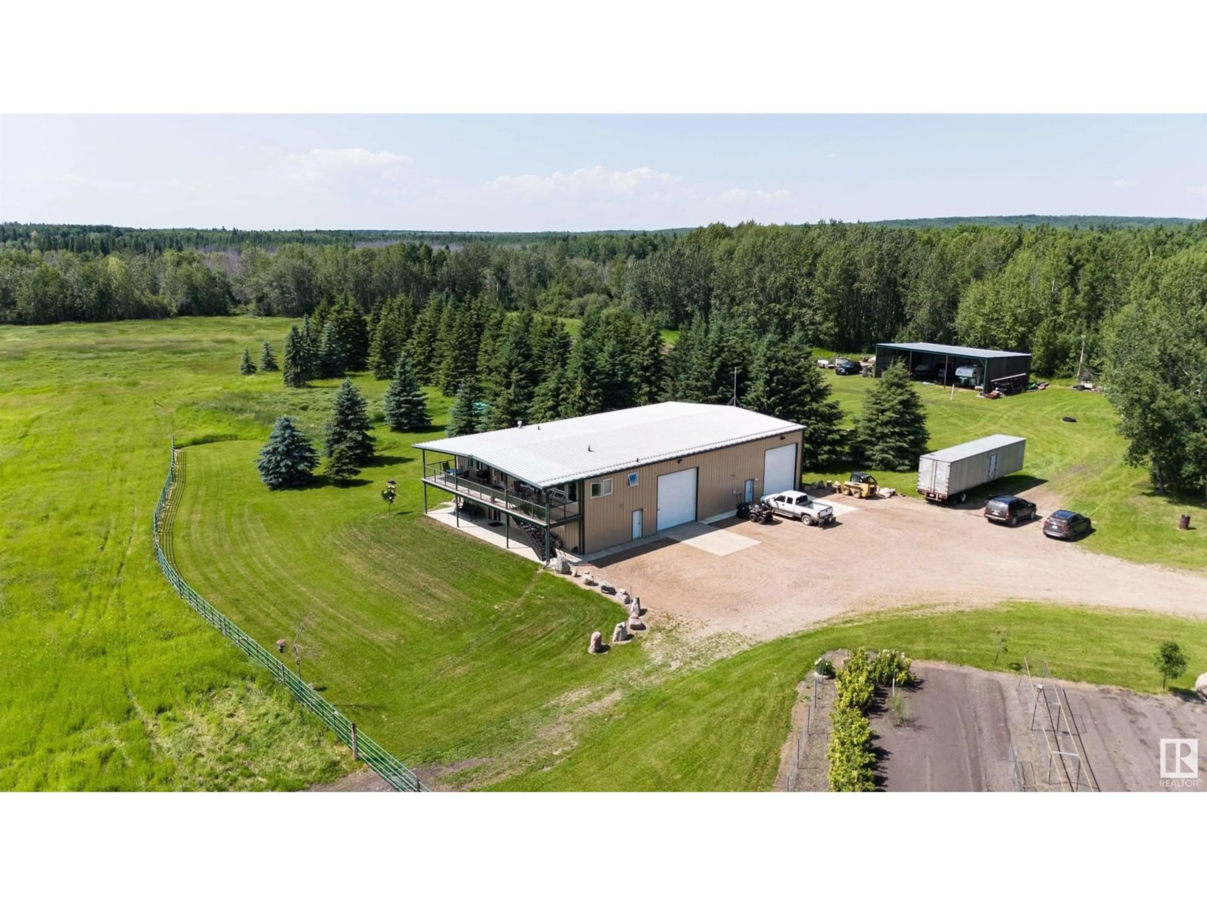 A pic from outside/outdoor area/front of a property/back of a property/a pic from drone, building for 24001 TWP RD 604, Rural Westlock County Alberta T0G0P0