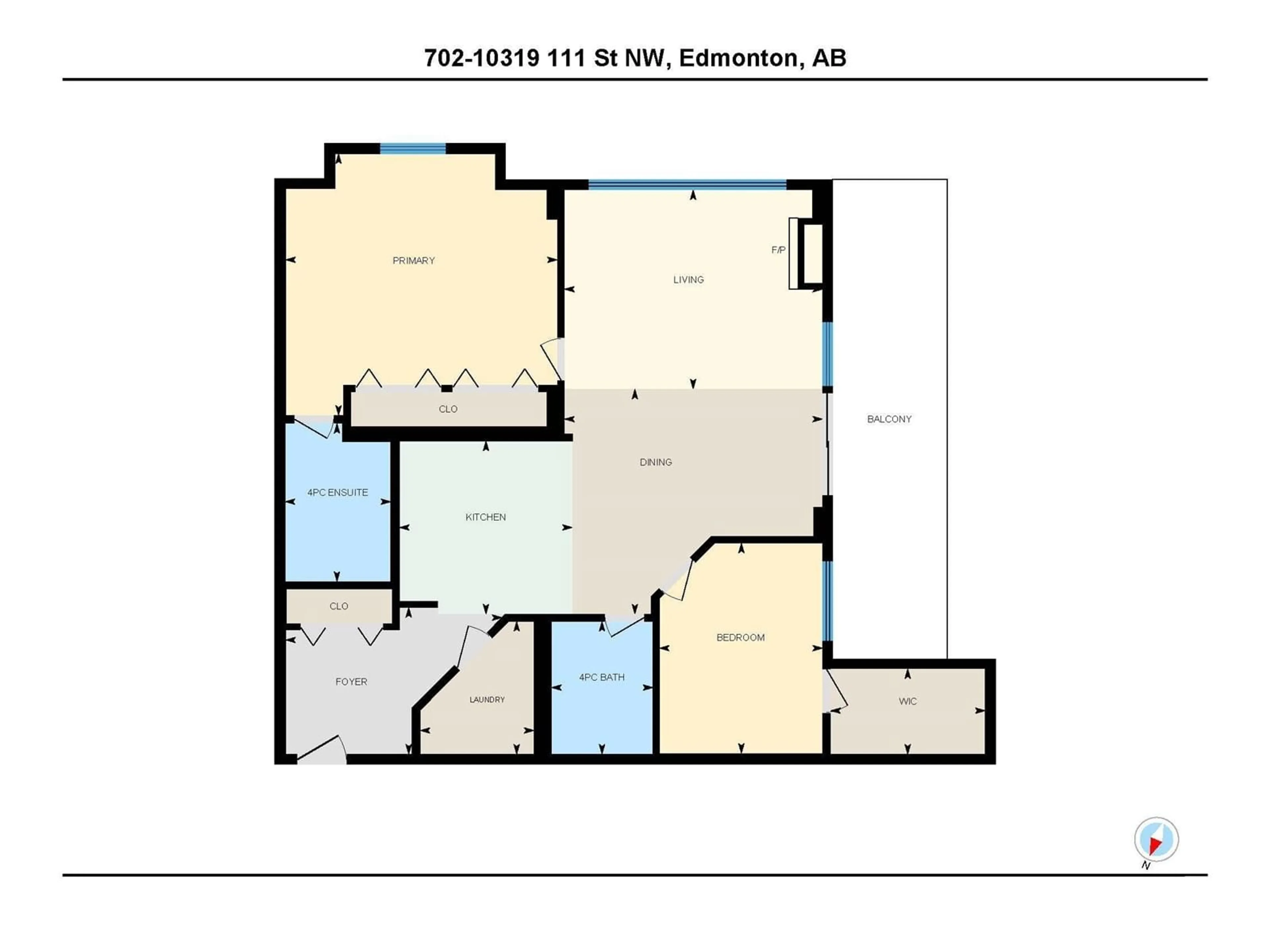 Floor plan for #702 10319 111 ST NW, Edmonton Alberta T5K0A2