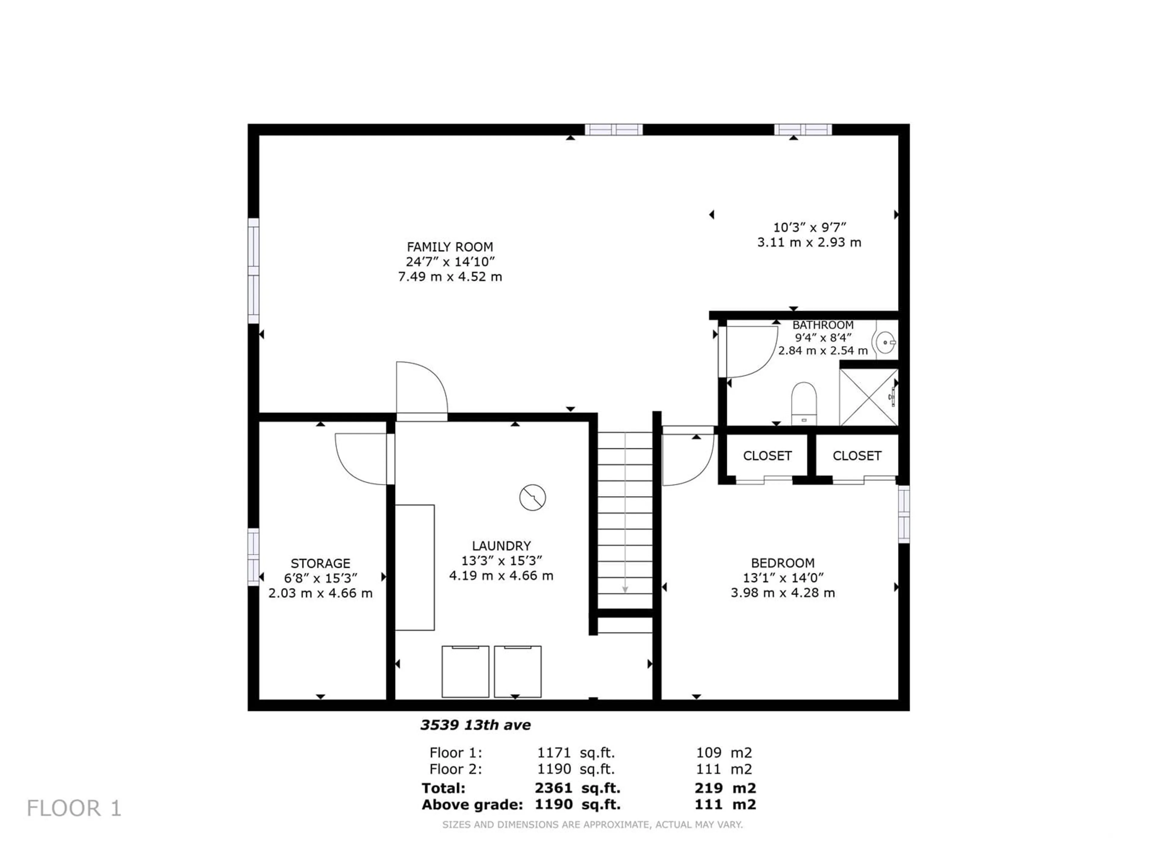 Floor plan for 3539 13 AV NW, Edmonton Alberta T6L2M1