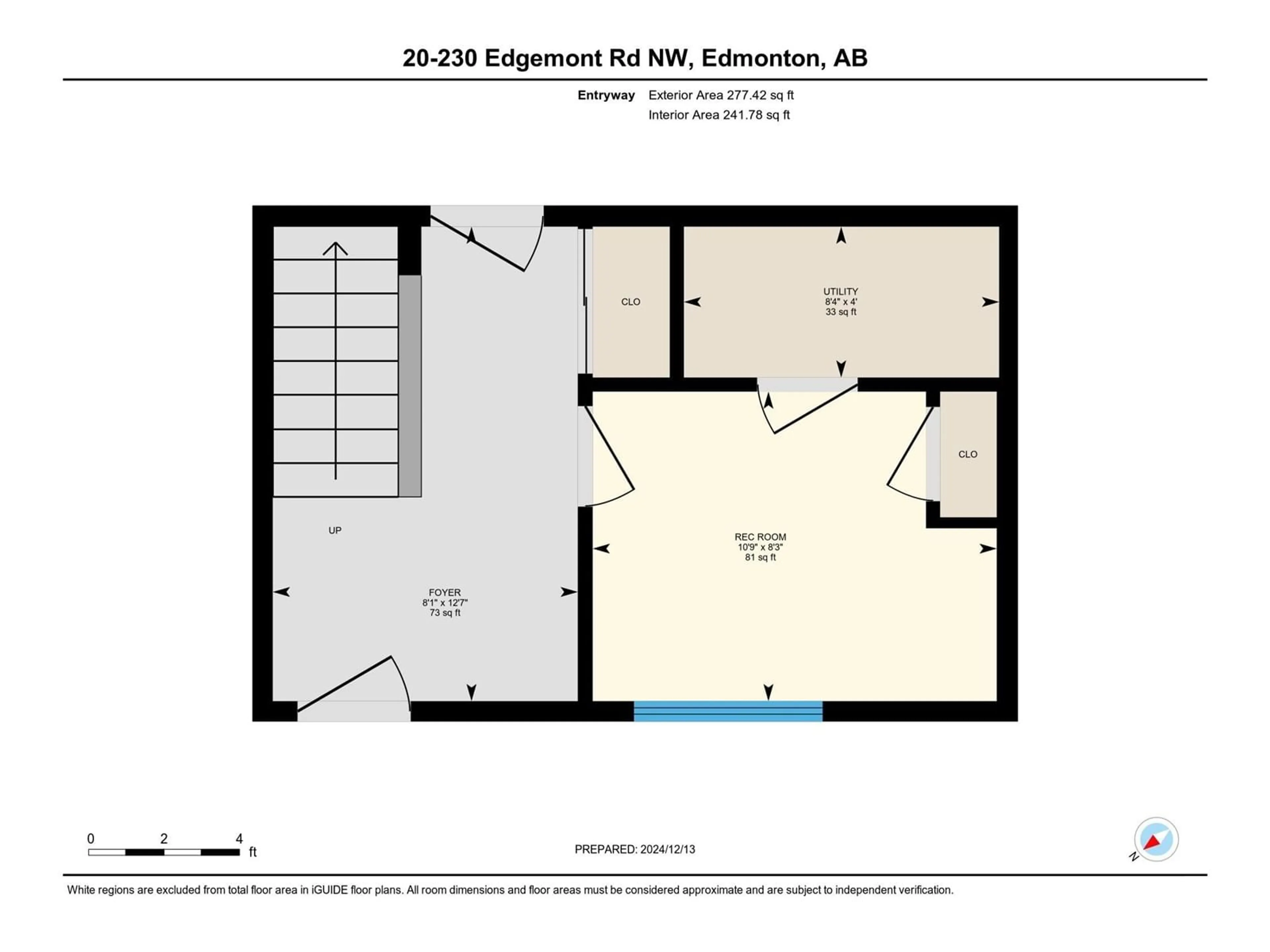 Floor plan for #20 230 EDGEMONT RD NW, Edmonton Alberta T6M0Y8