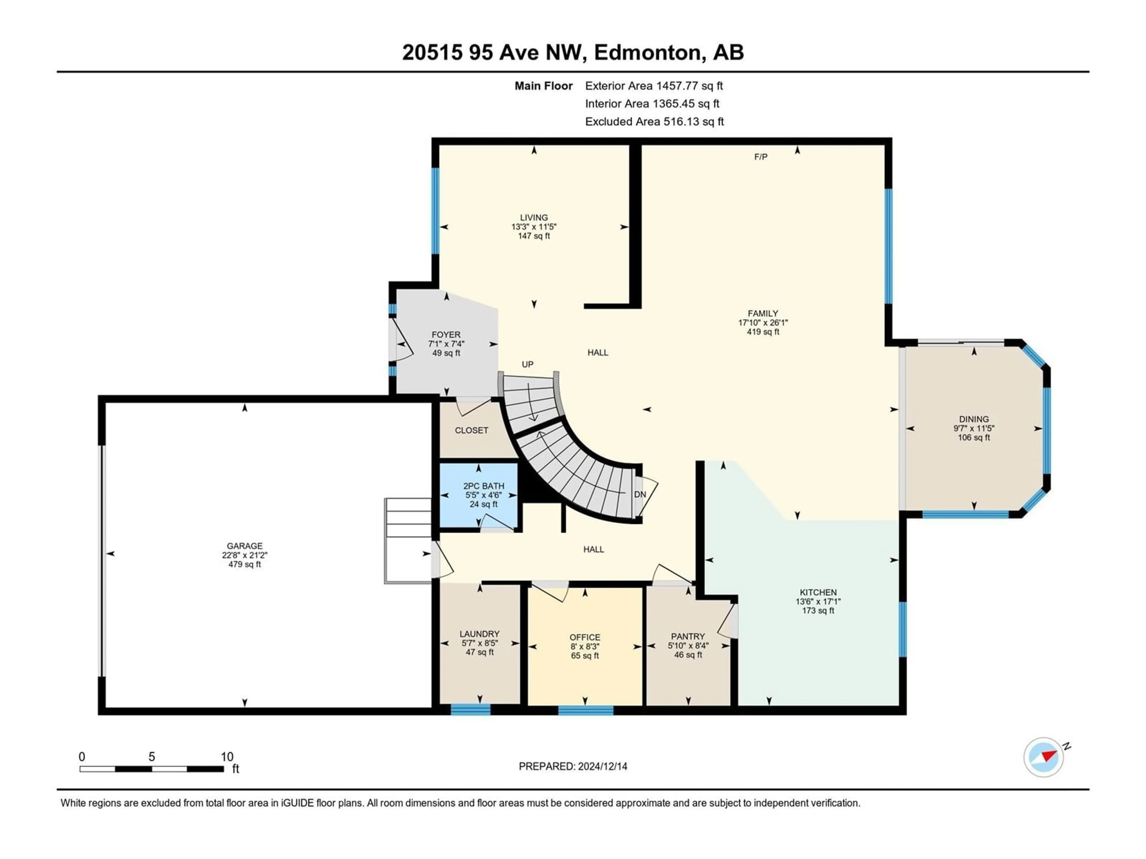 Floor plan for 20515 95 AV NW, Edmonton Alberta T5T4P1