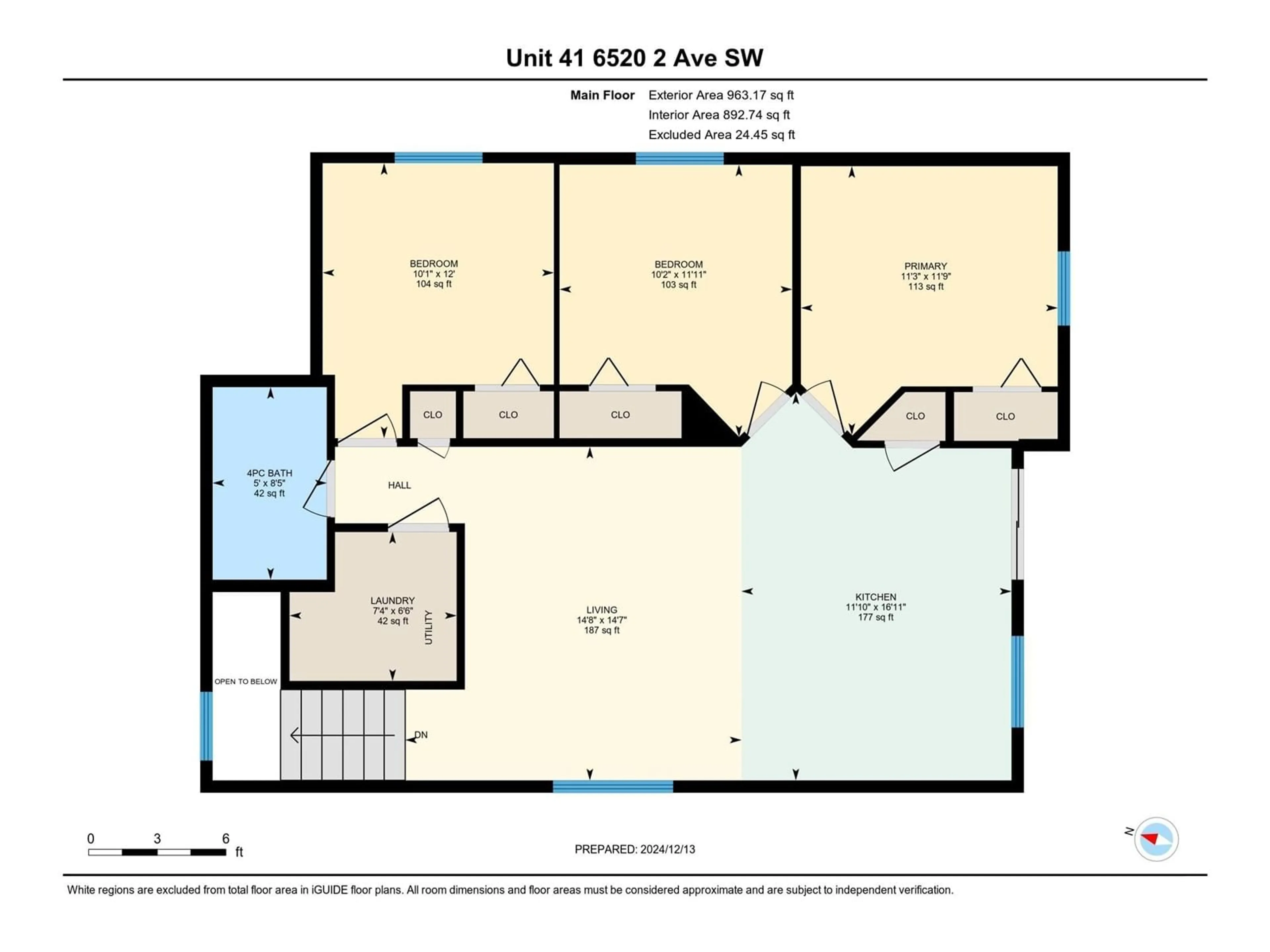 Floor plan for #41 6520 2 AV SW, Edmonton Alberta T6X1S4