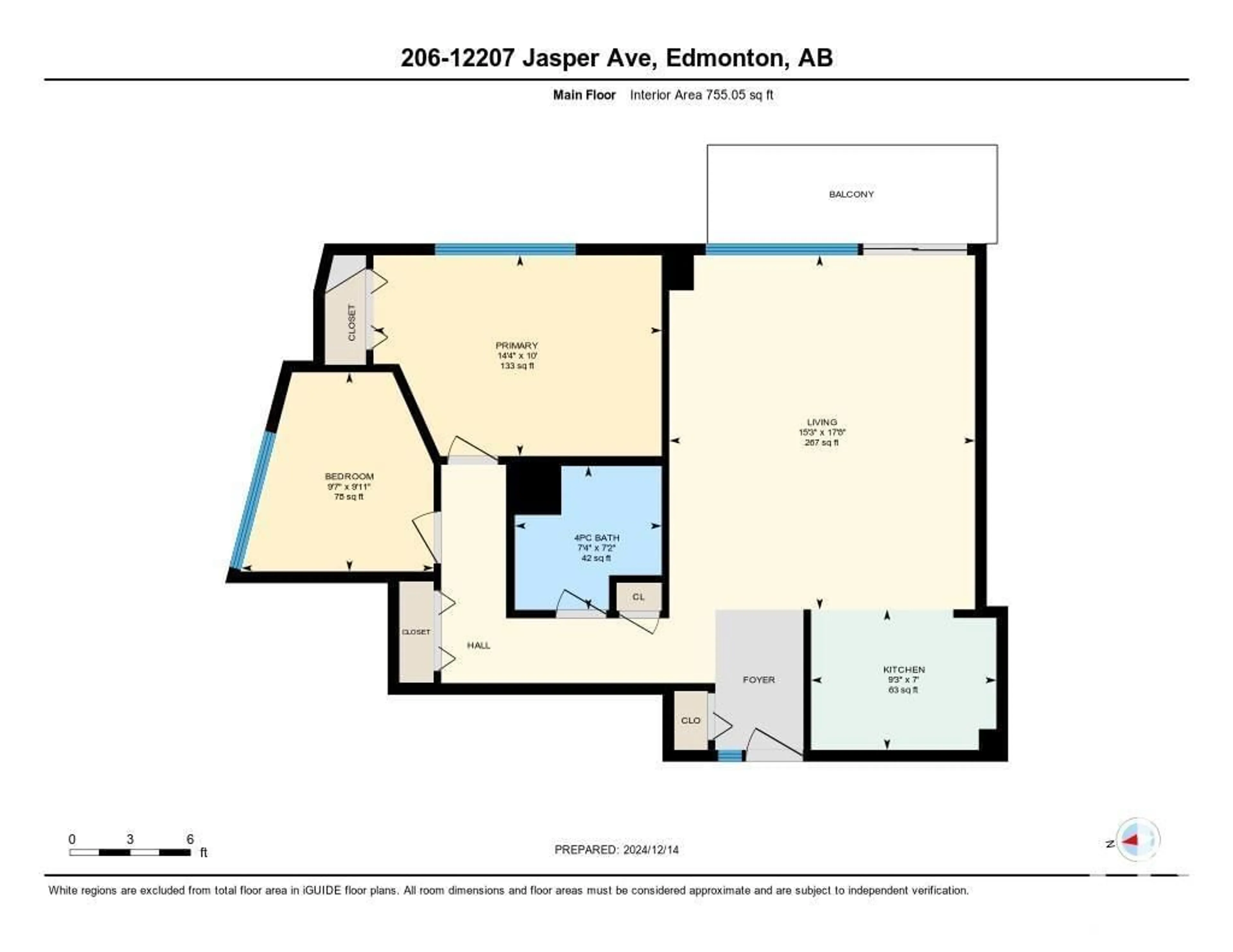 Floor plan for #206 12207 JASPER AV NW, Edmonton Alberta T5N3K2