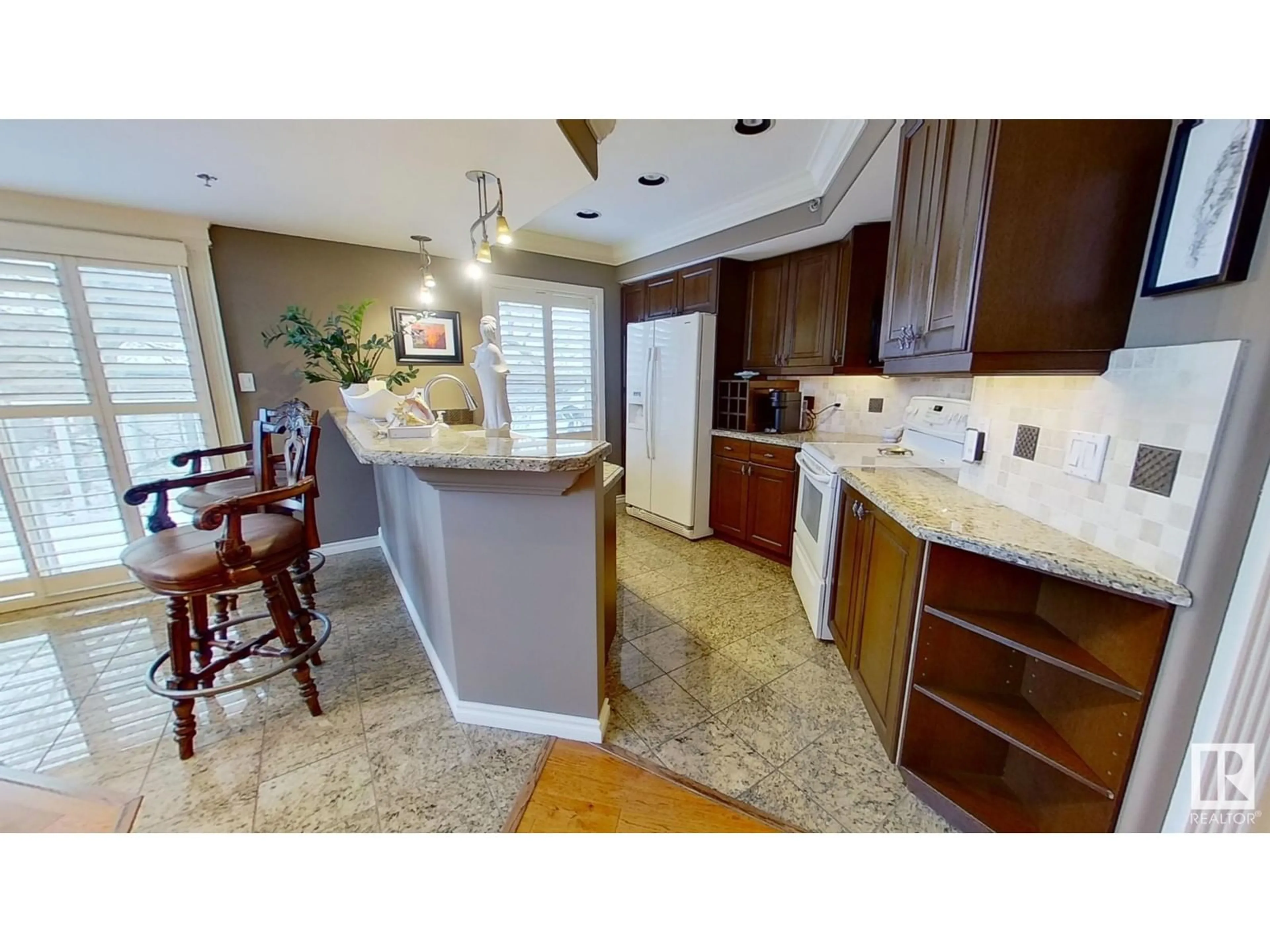 Open concept kitchen, ceramic/tile floor for #404 12028 103 AV NW, Edmonton Alberta T5K2T9