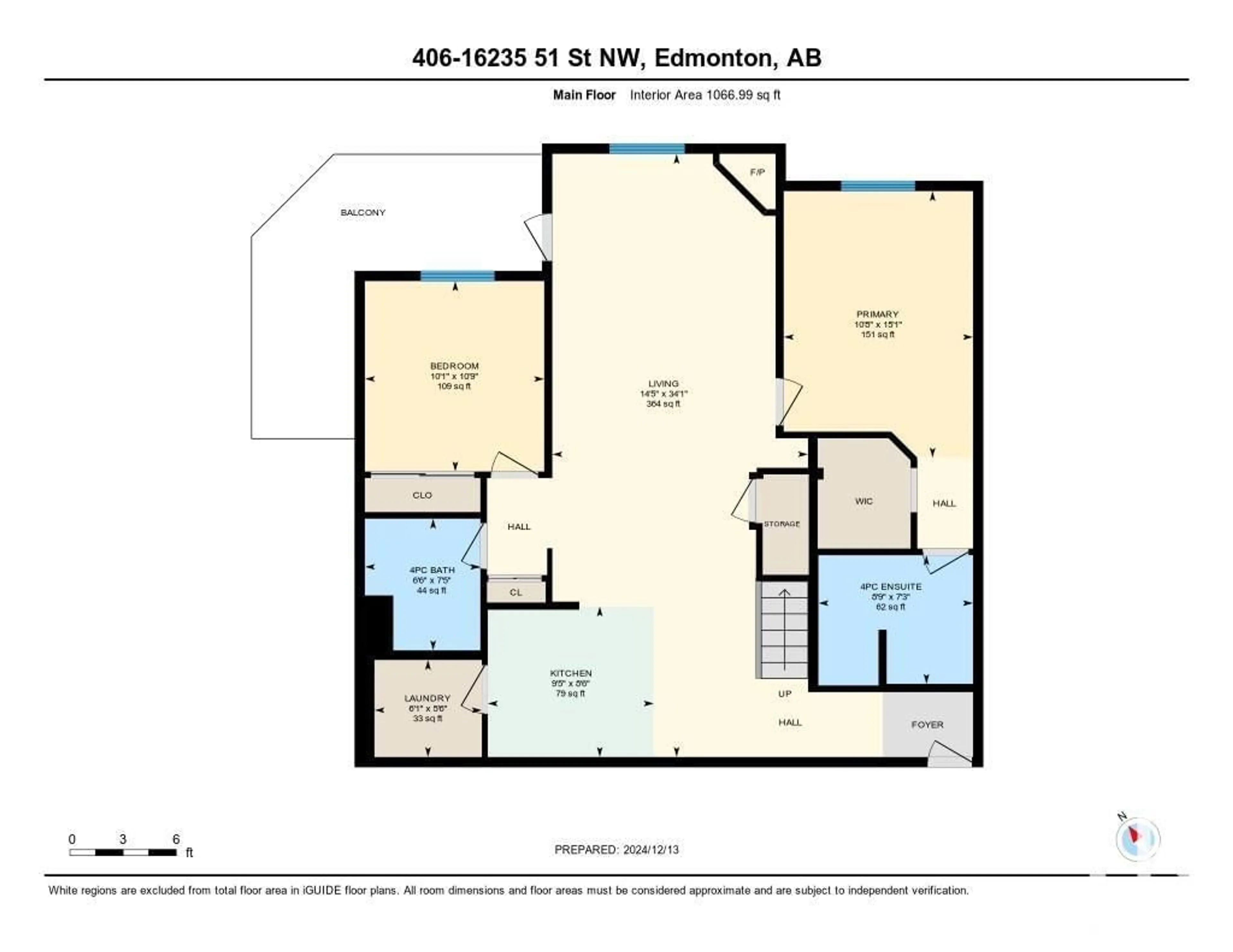 Floor plan for #406 16235 51 ST NW, Edmonton Alberta T5Y0V3