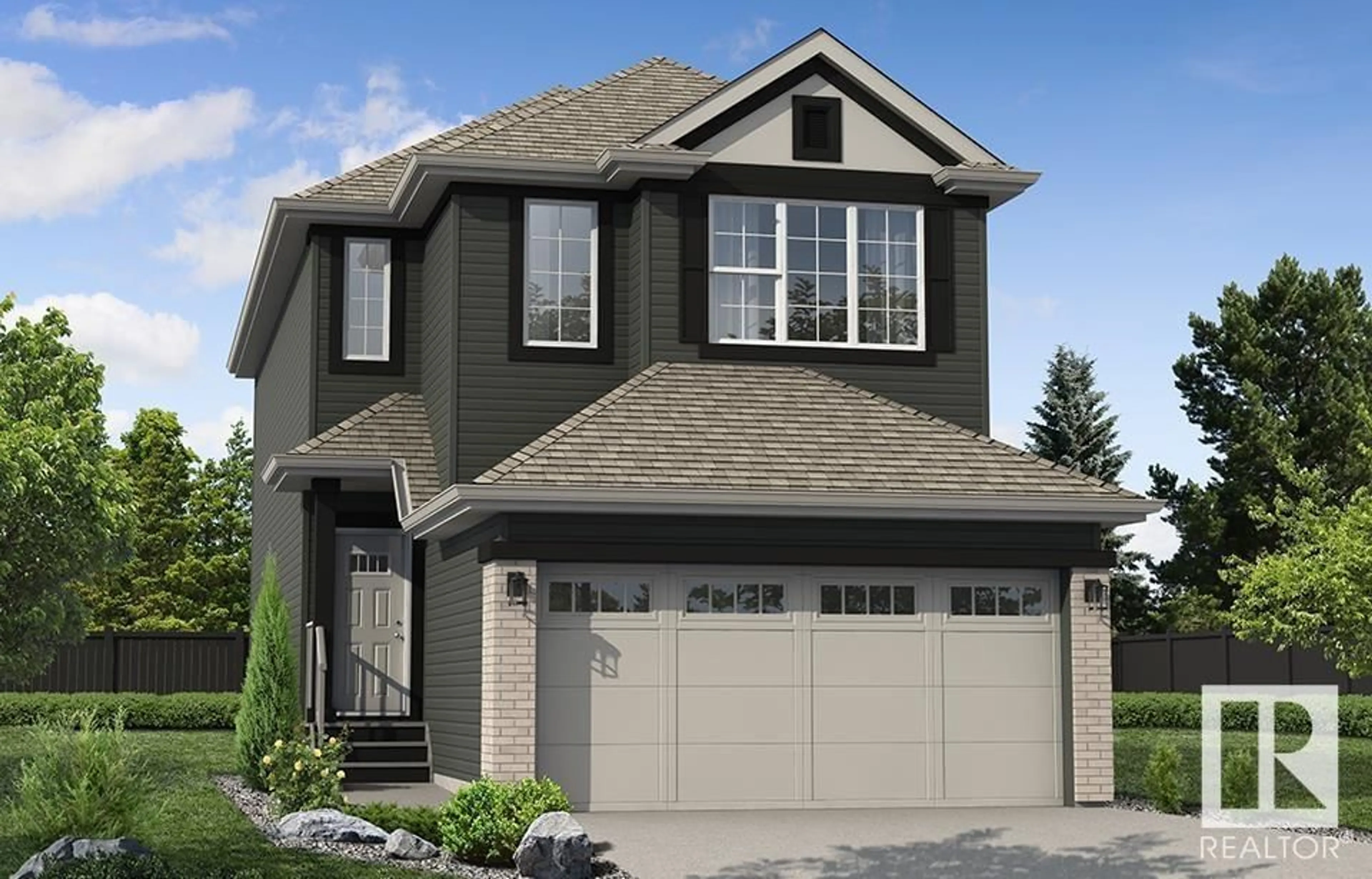 Home with vinyl exterior material, street for 7104 177 AV NW, Edmonton Alberta T5Z0W9