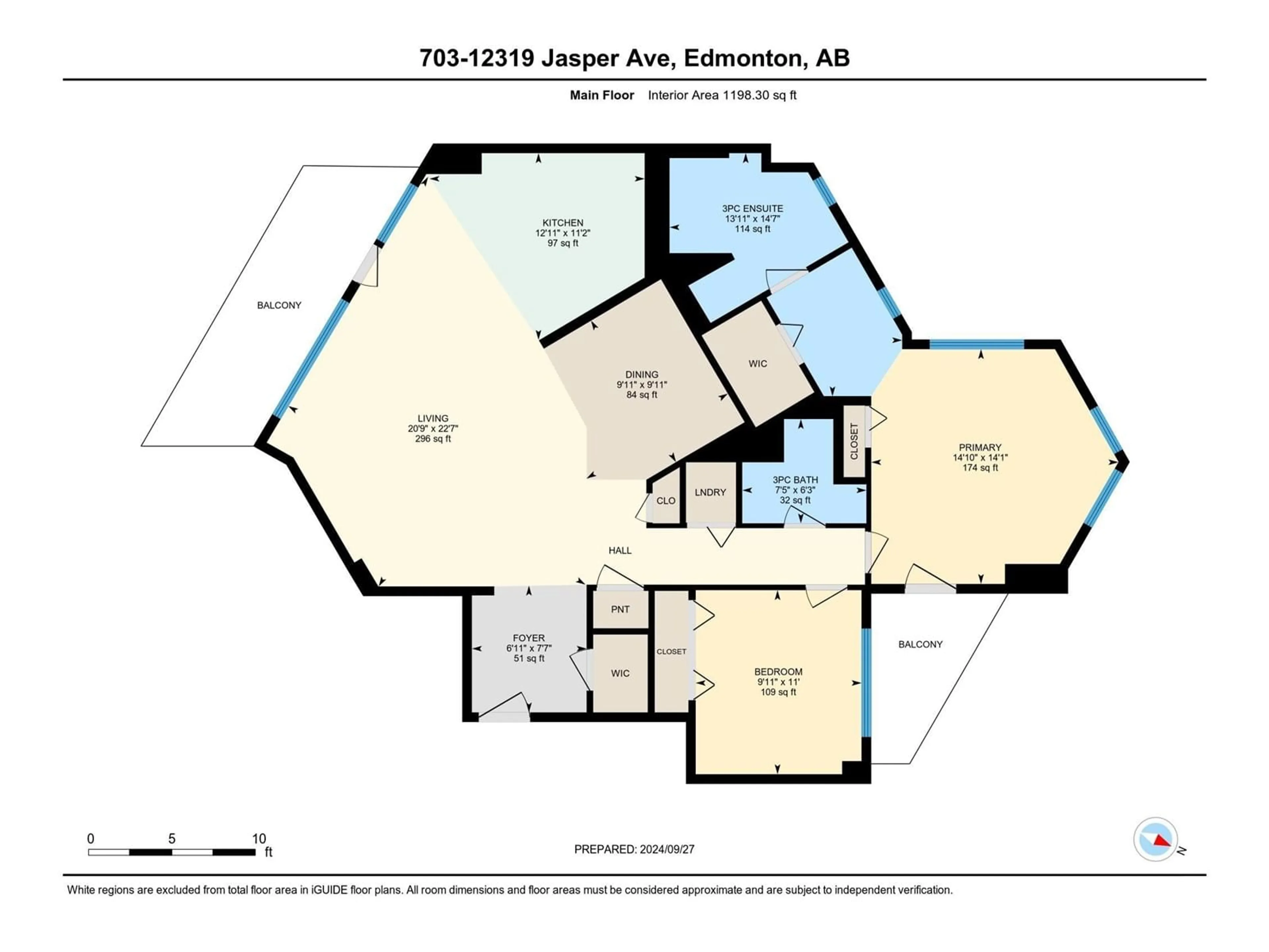 Floor plan for #703 12319 Jasper AV NW, Edmonton Alberta T5N4A7