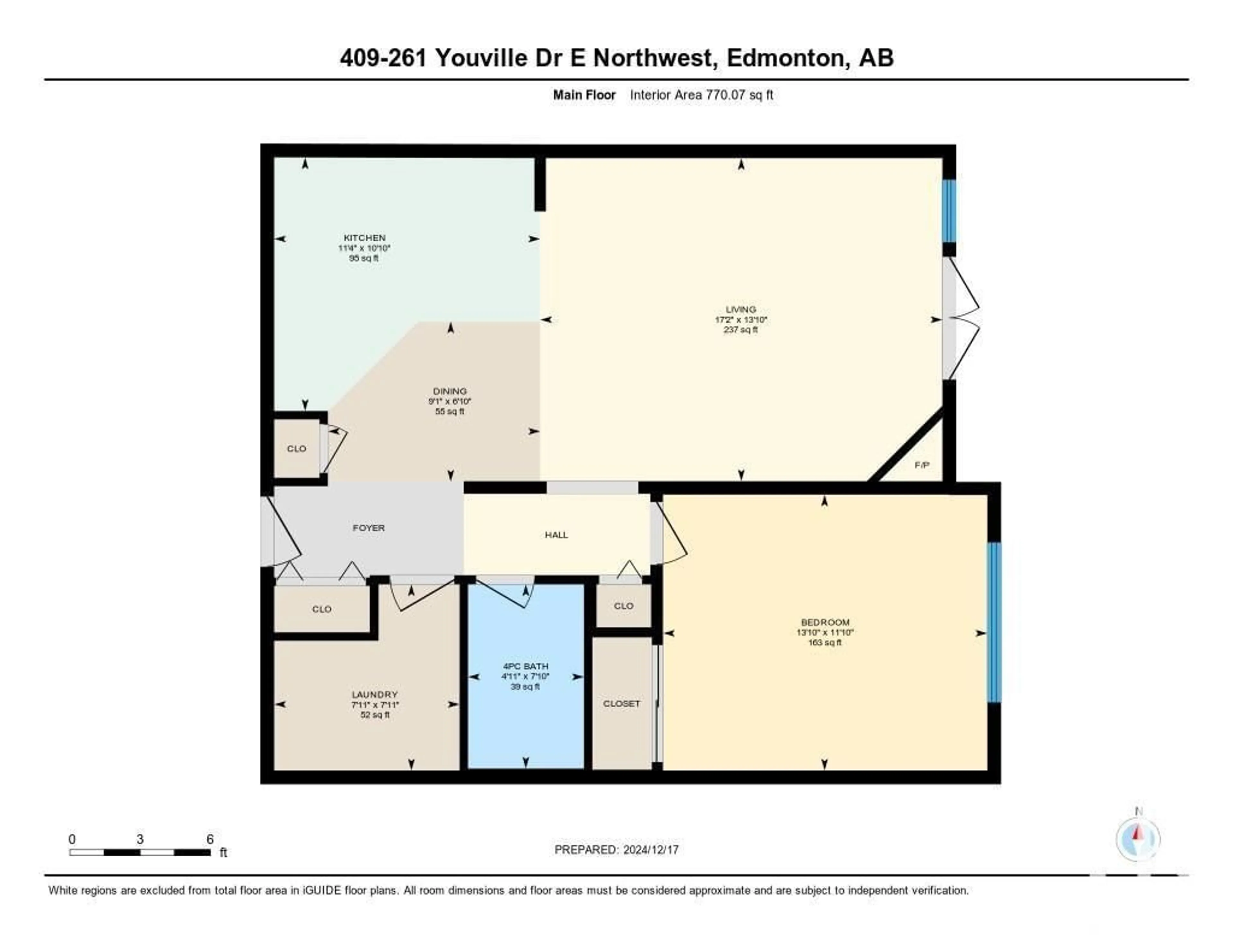 Floor plan for #409 261 Youville DR E NW, Edmonton Alberta T6L7H3