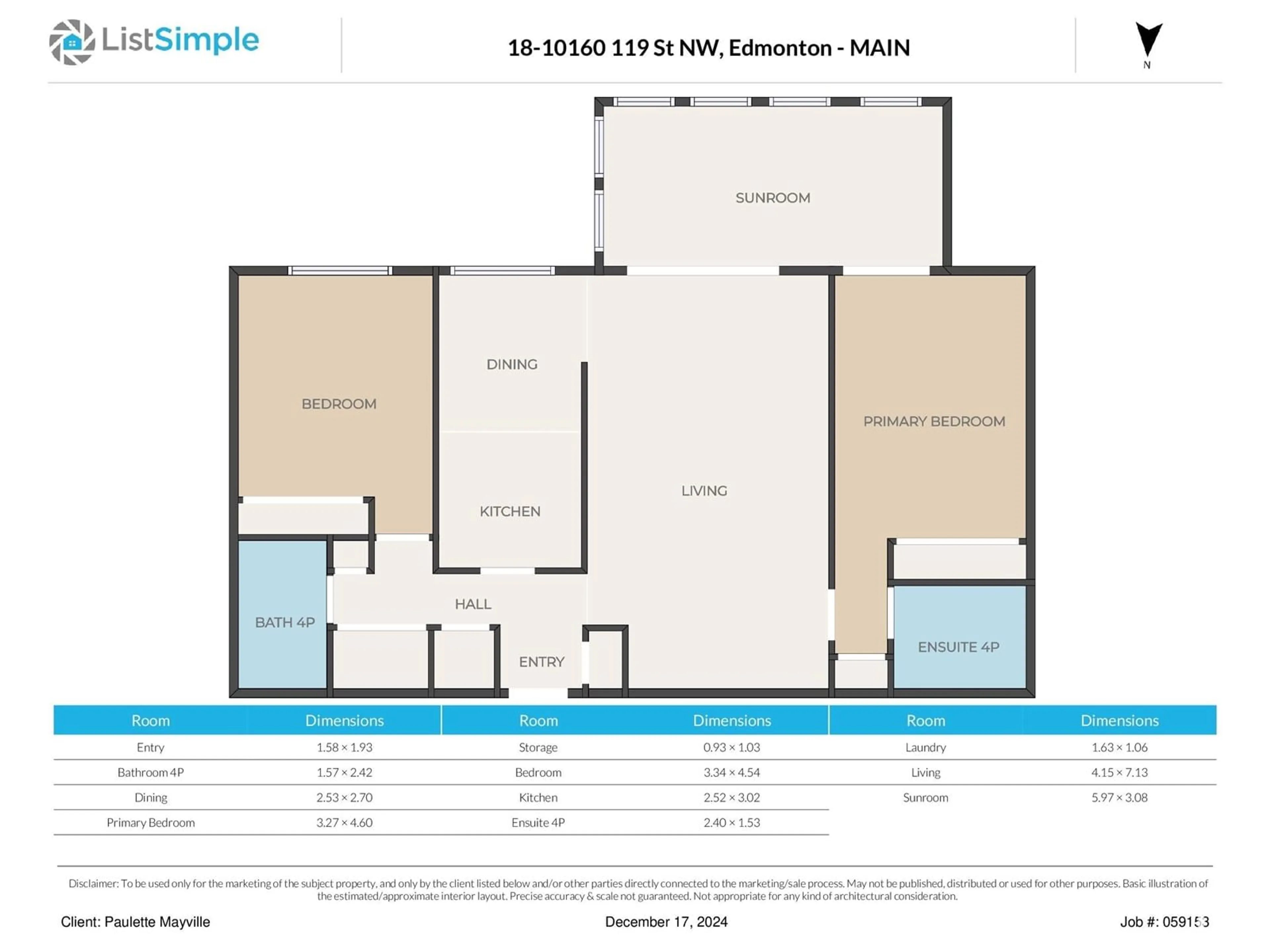 Floor plan for #18 10160 119 ST NW NW, Edmonton Alberta T5K1Y9