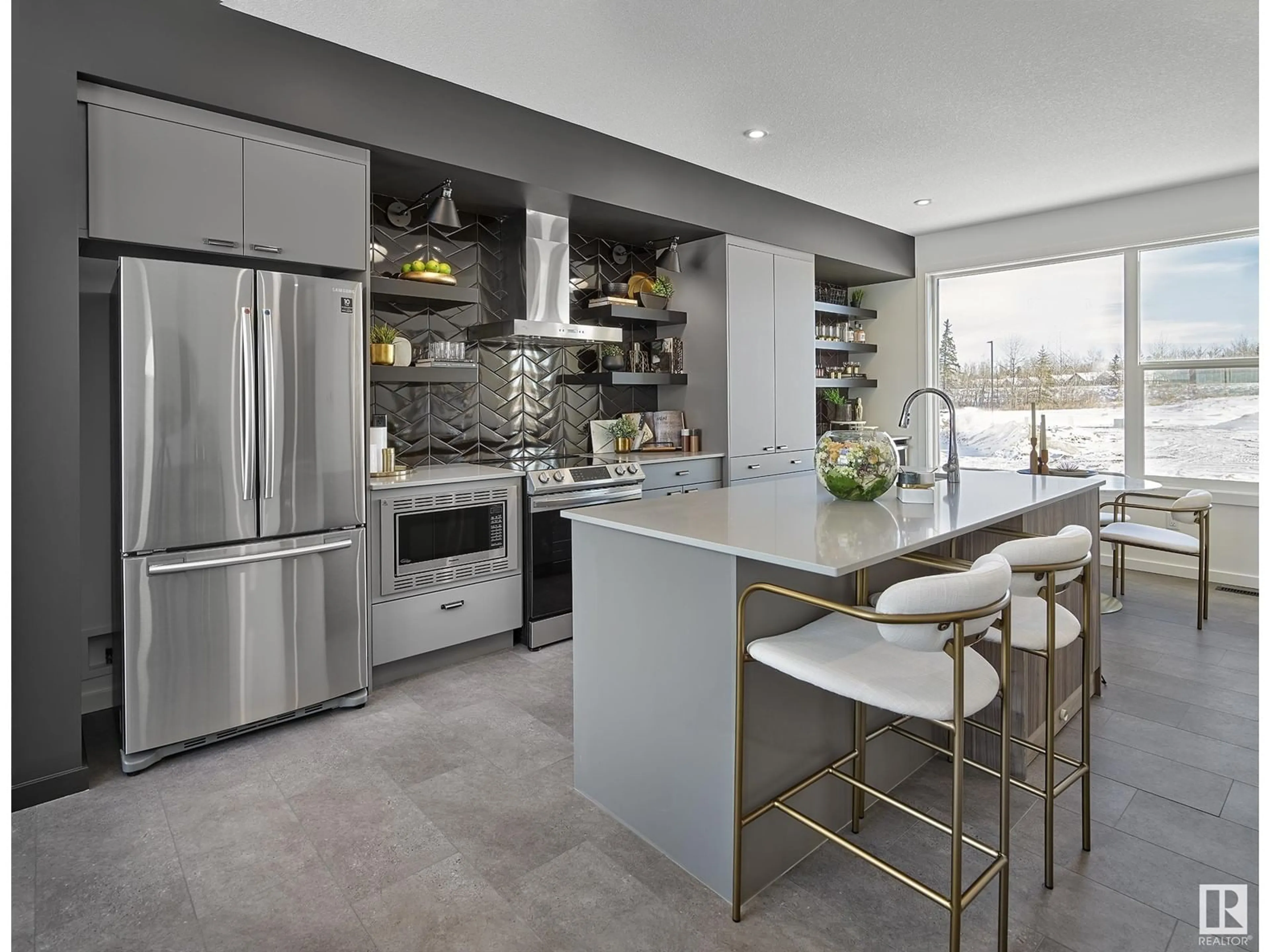 Contemporary kitchen, ceramic/tile floor for 5 - 44 RONDEAU DR, St. Albert Alberta T8N7X8