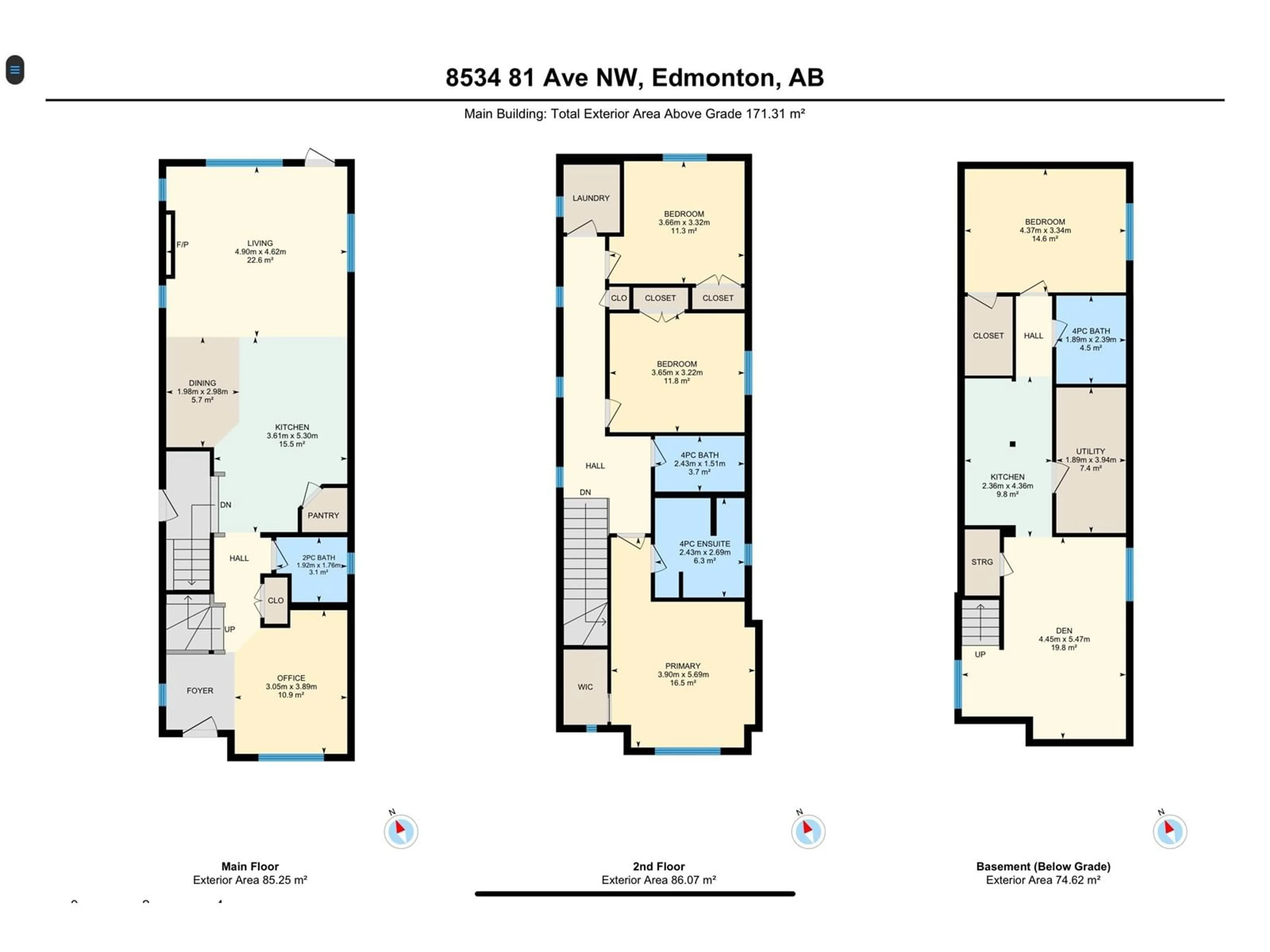 Floor plan for 8534 81 AV NW, Edmonton Alberta T6C0W4