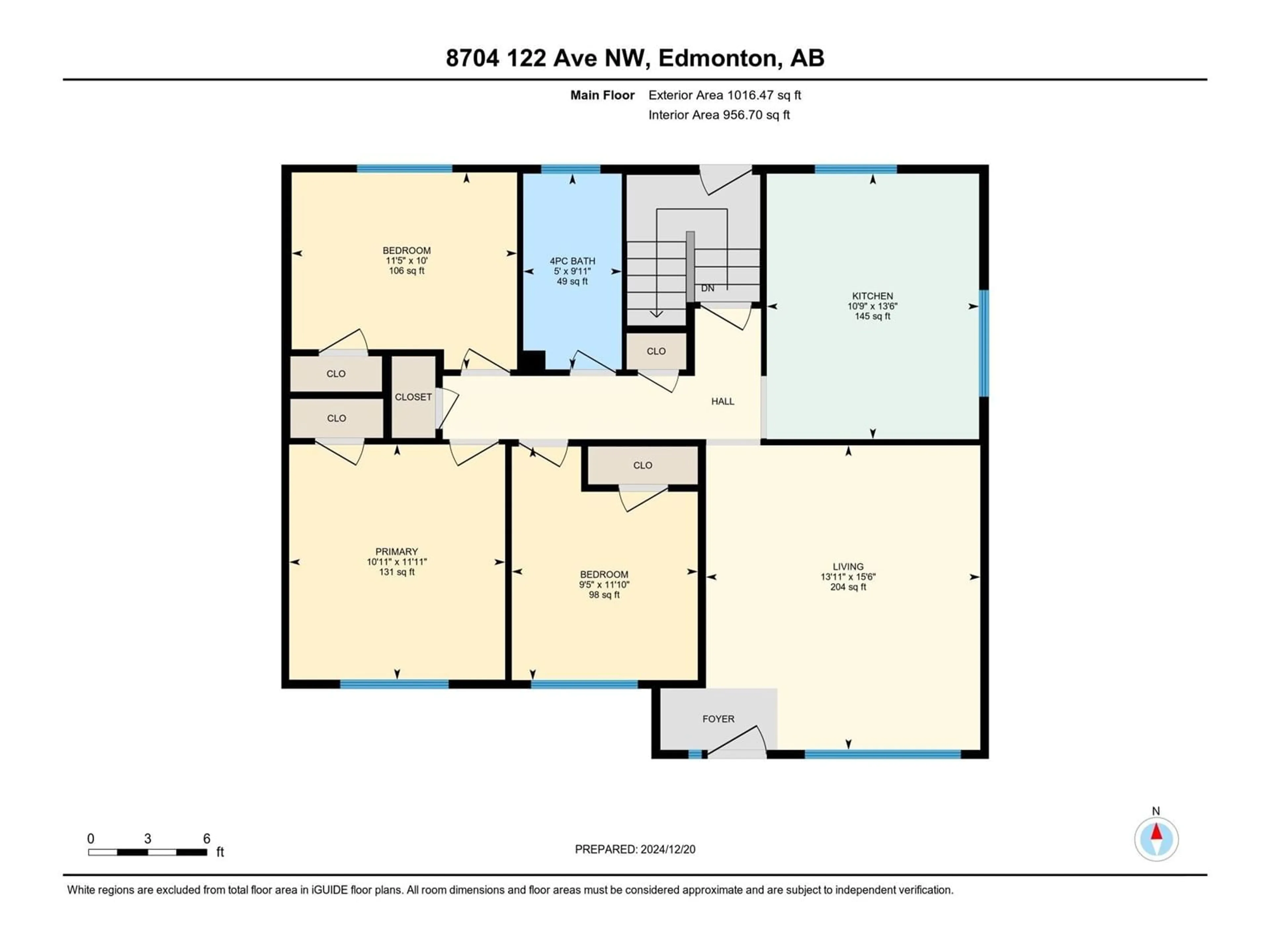 Floor plan for 8704 122 AV NW, Edmonton Alberta T5B1A8