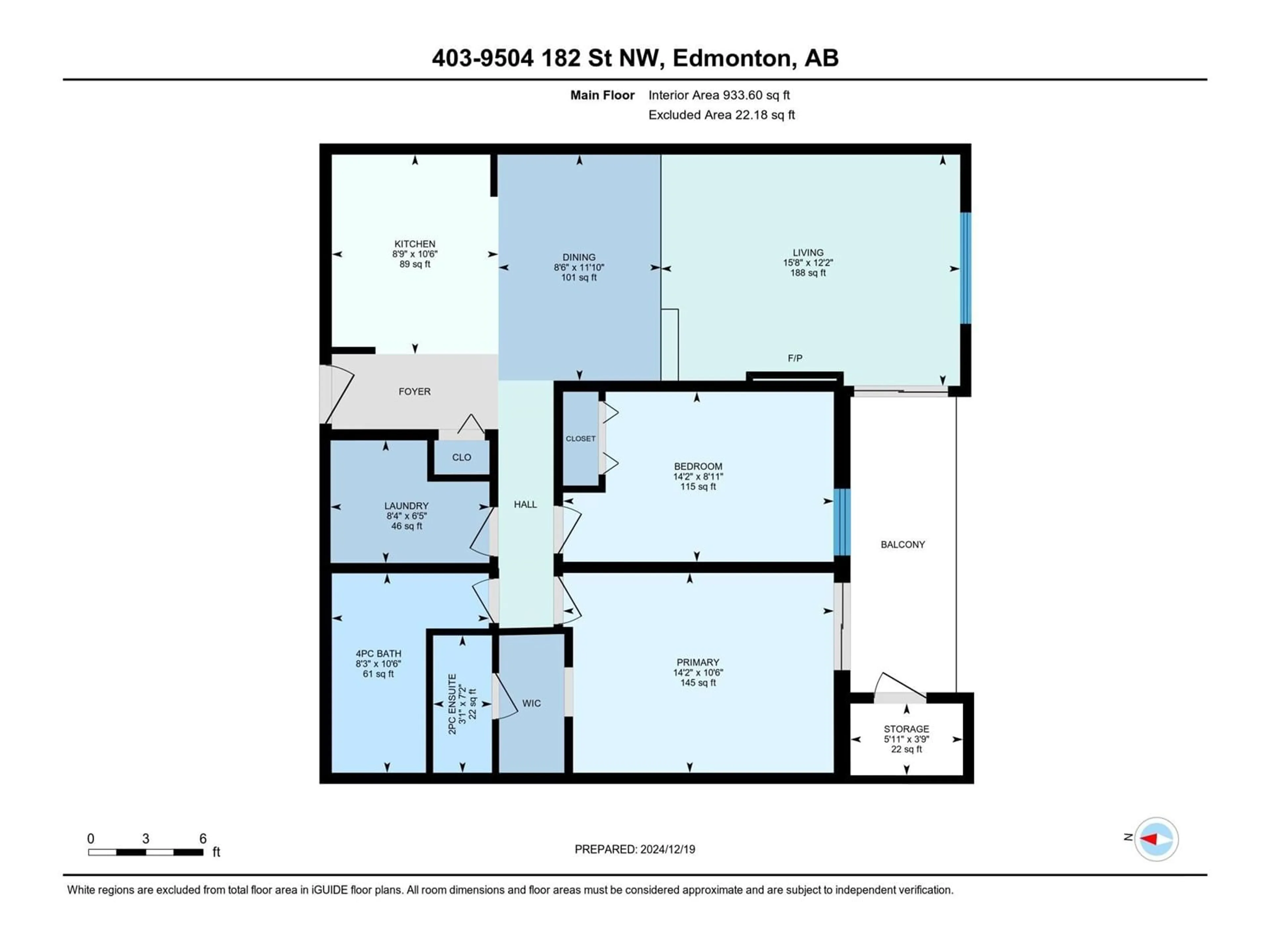 Floor plan for #403 9504 182 ST NW, Edmonton Alberta T5T3A7