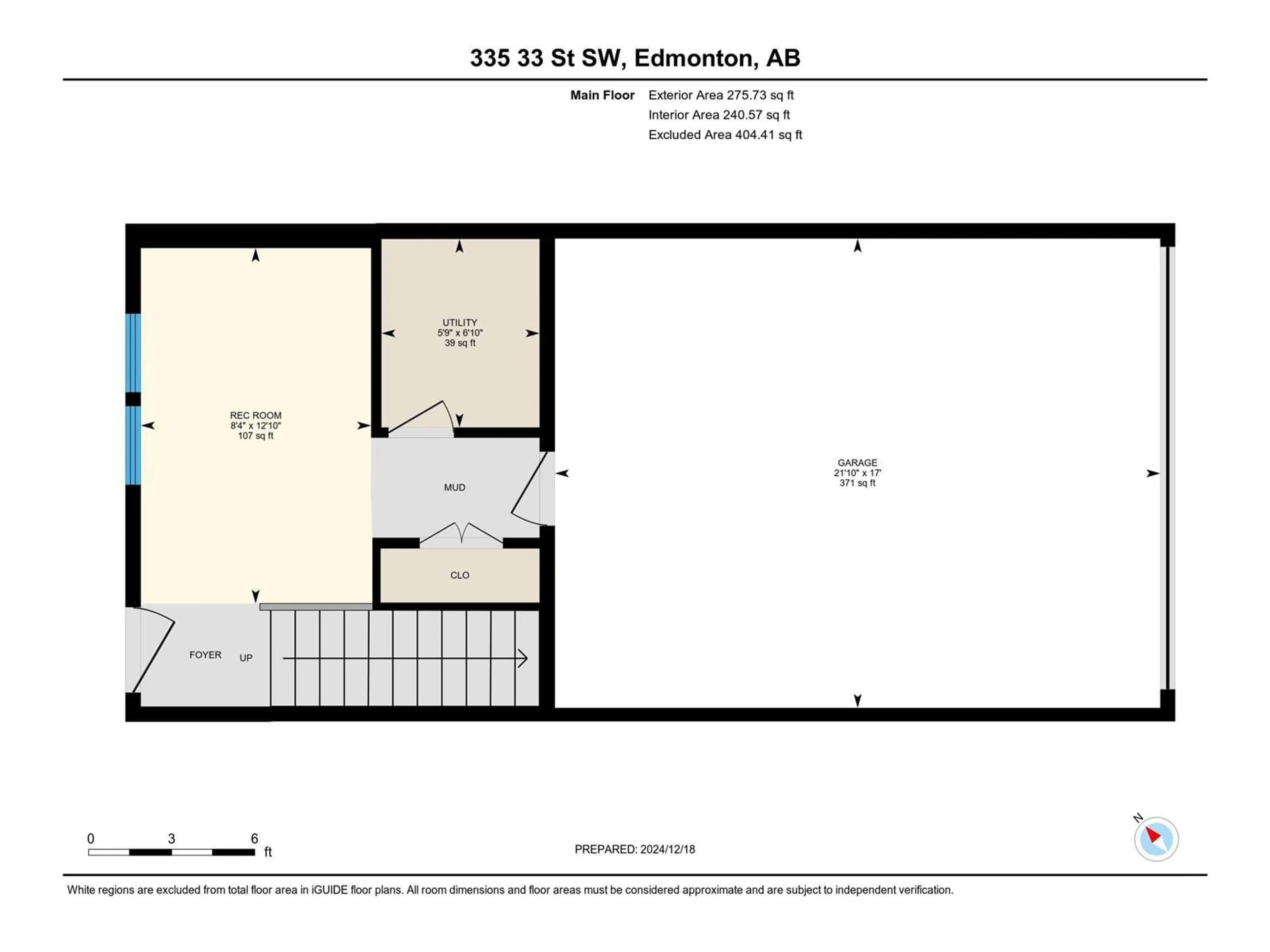 Floor plan for 335 33 ST SW, Edmonton Alberta T6X3C9