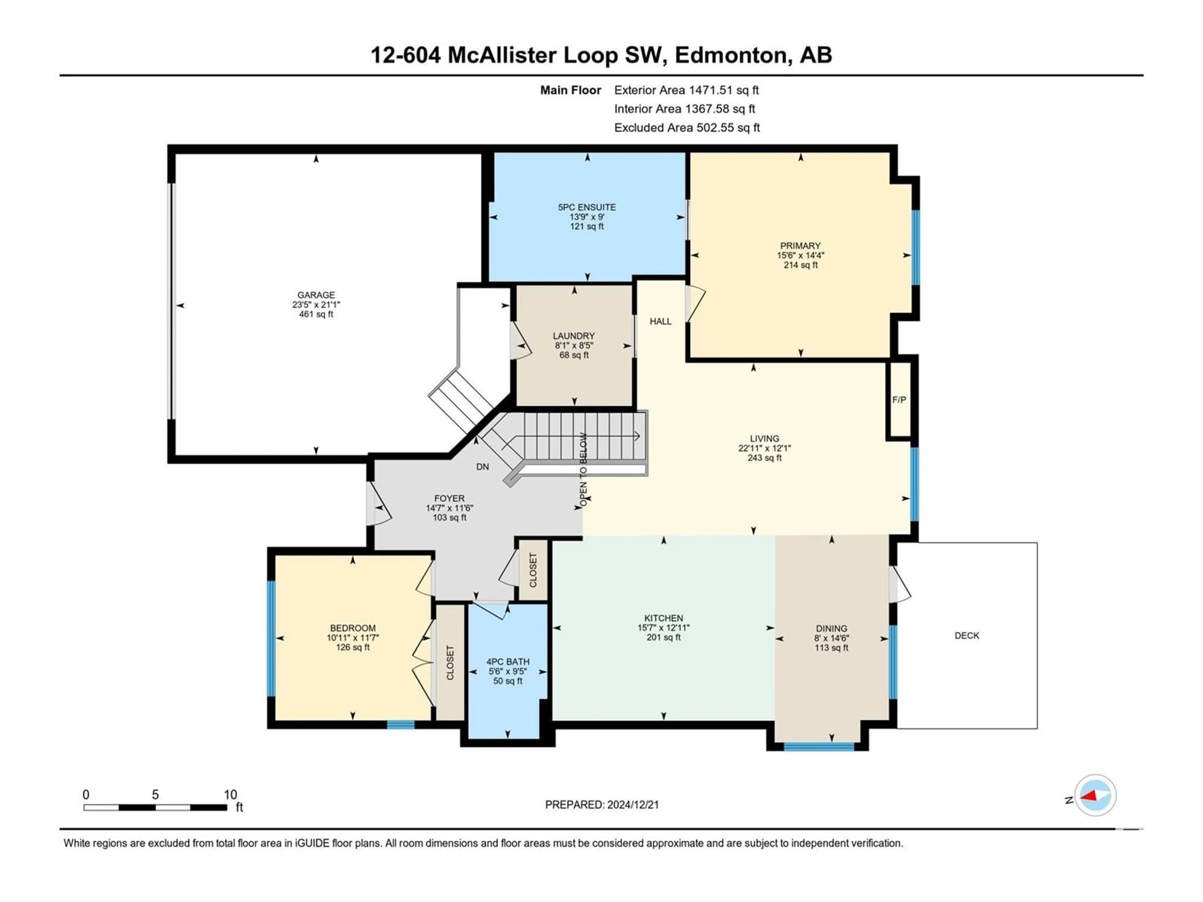 Floor plan for #12 604 MCALLISTER LO SW, Edmonton Alberta T6W1N1