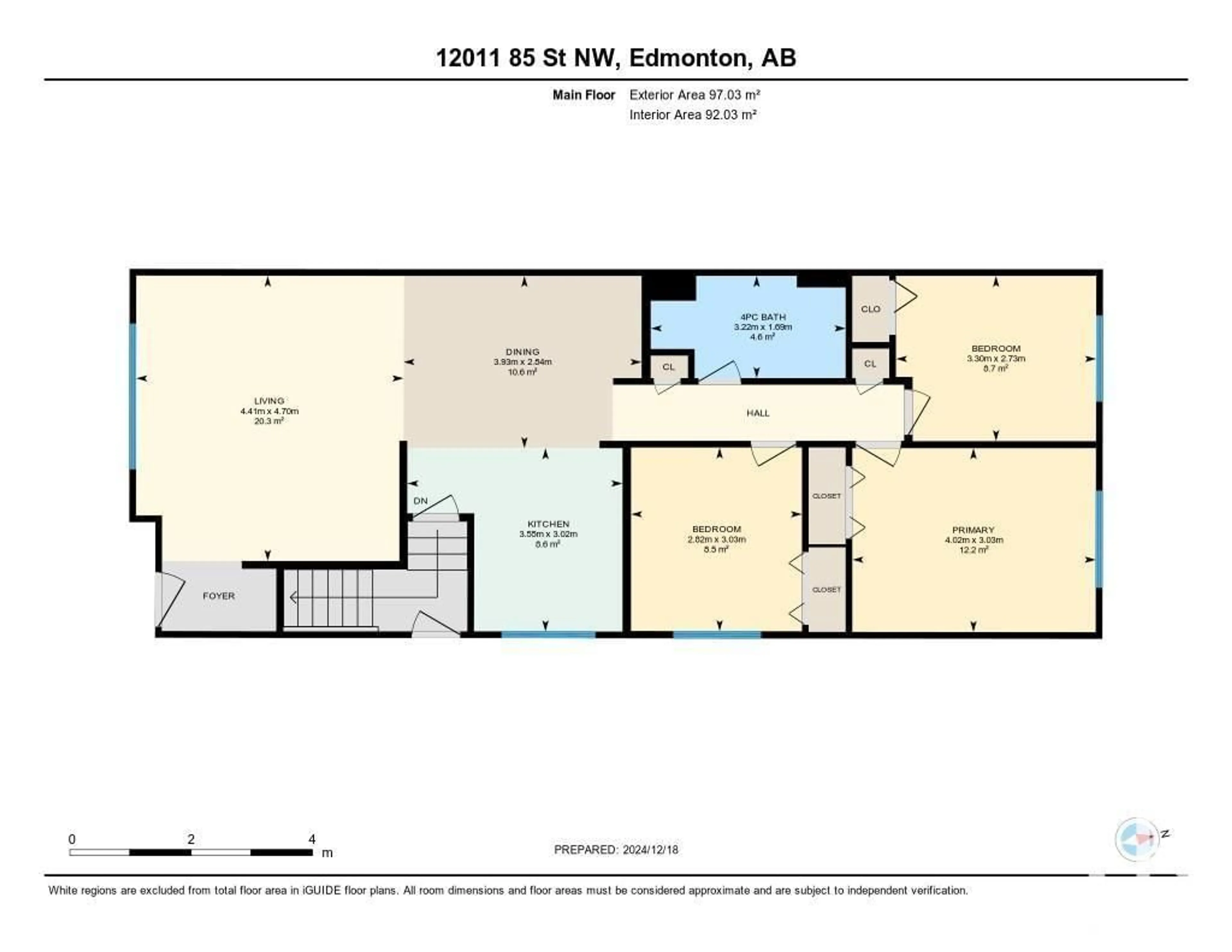 Floor plan for 12011 / 12013 85 ST NW NW, Edmonton Alberta T5B3G4