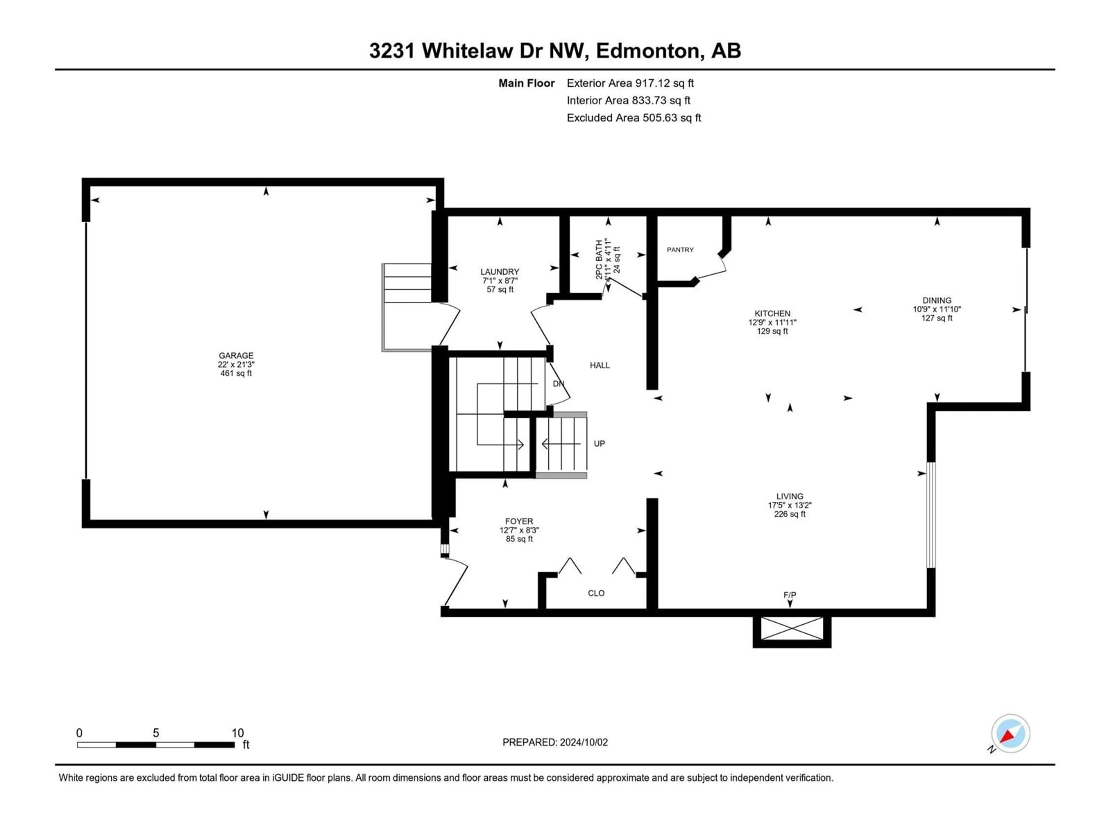 Floor plan for 3231 WHITELAW DR NW, Edmonton Alberta T6W0P7