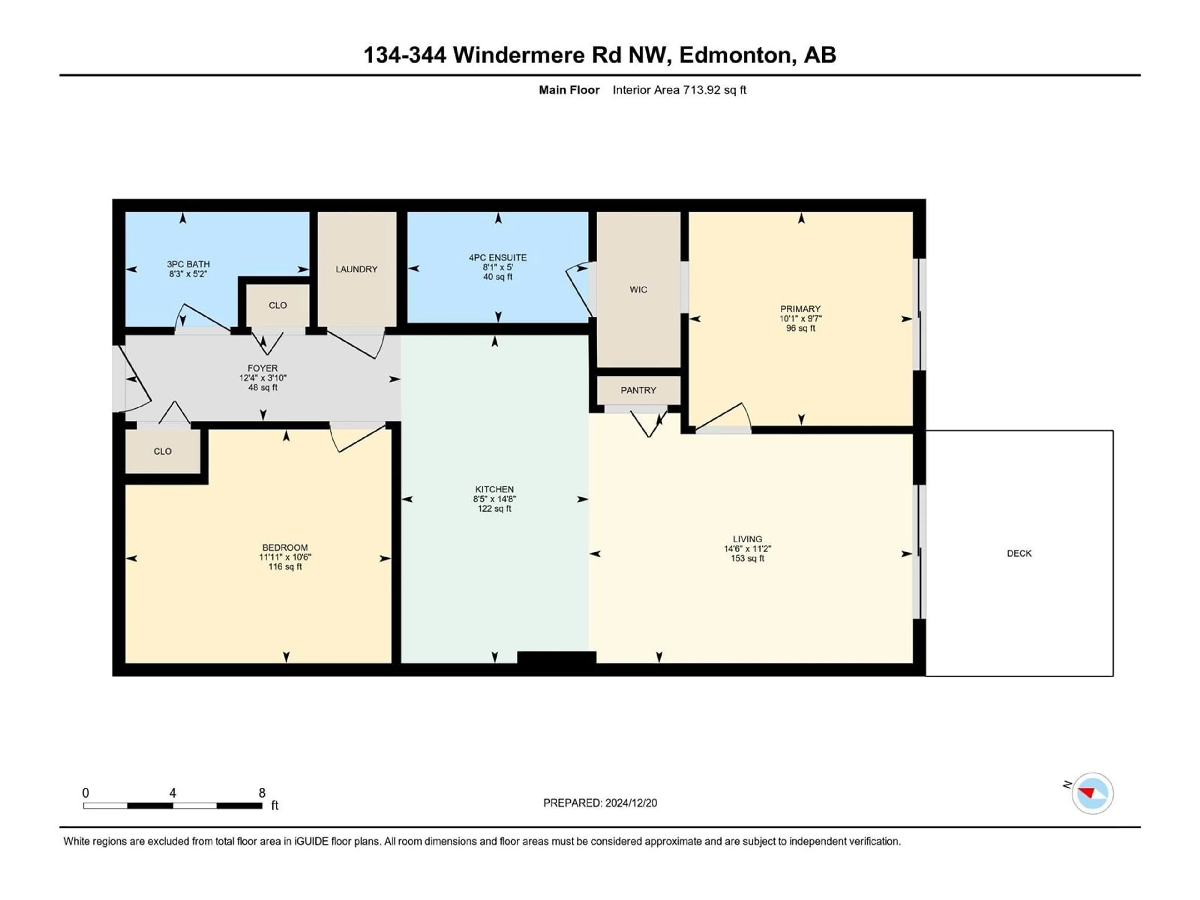 Floor plan for #134 344 WINDERMERE RD NW, Edmonton Alberta T6W2P2