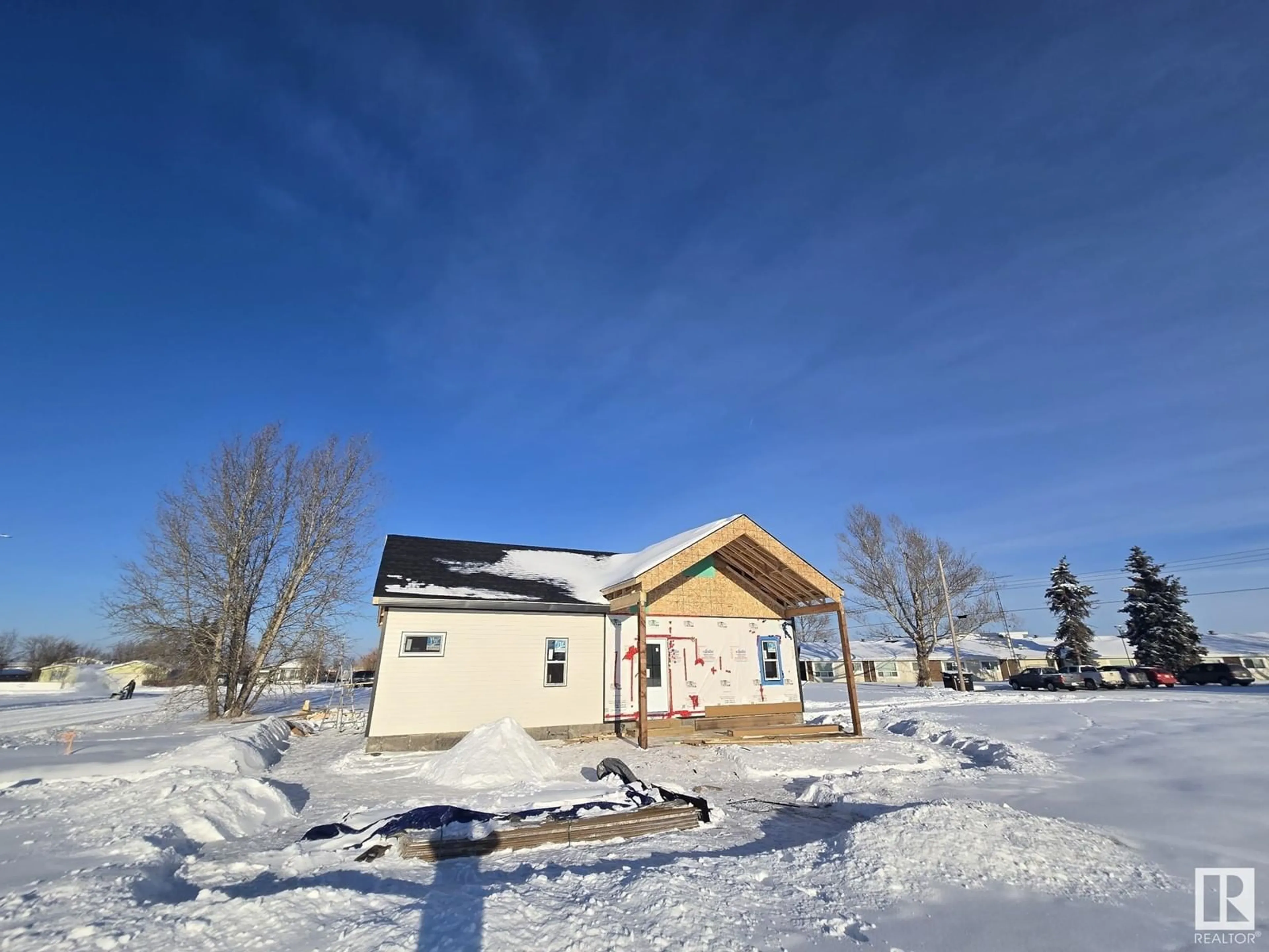 A pic from outside/outdoor area/front of a property/back of a property/a pic from drone, building for 4743 47 ST, Clyde Alberta T0G0P0