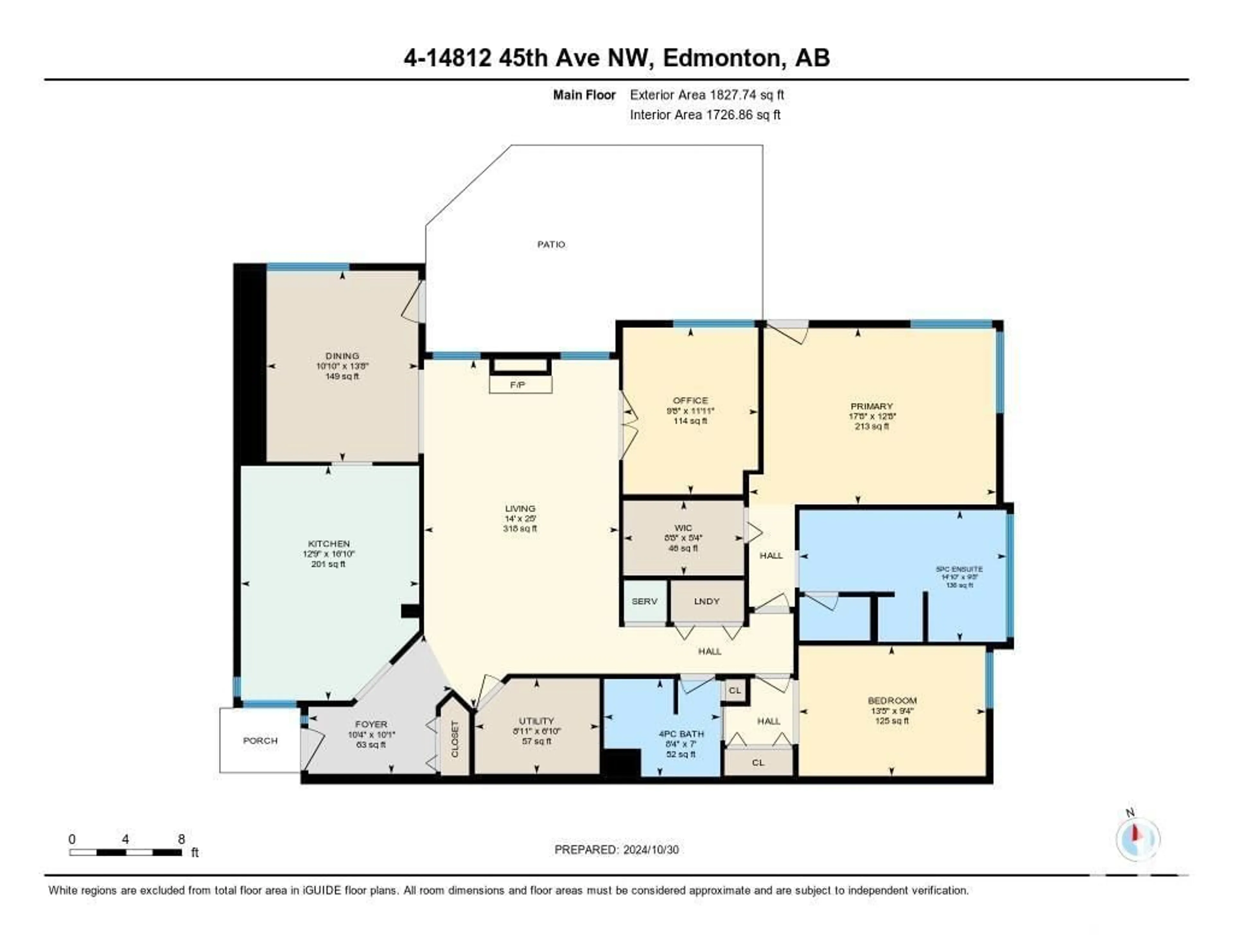 Floor plan for #4 14812 45 AV NW, Edmonton Alberta T6H5M5