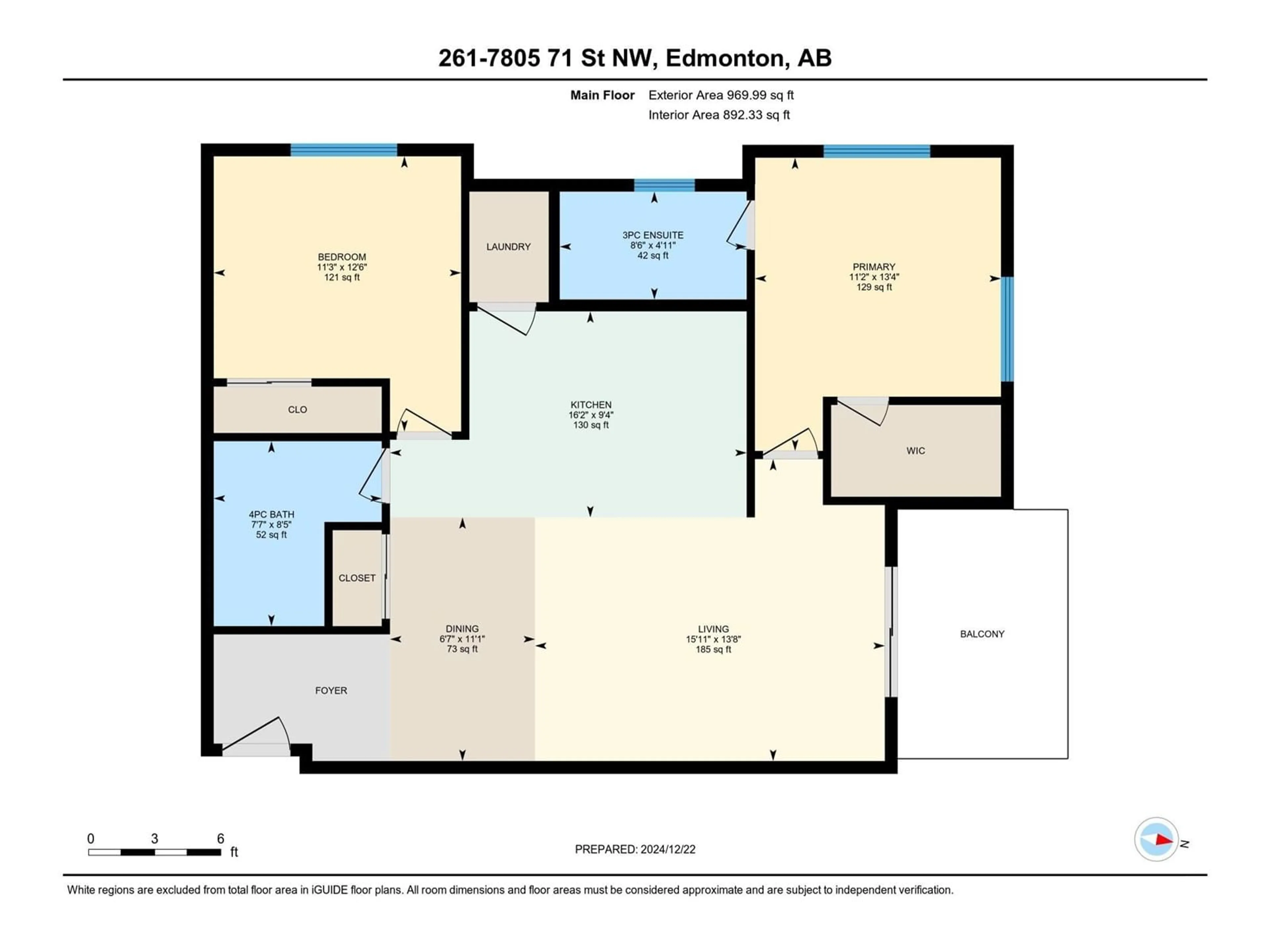 Floor plan for #261 7805 71 ST NW, Edmonton Alberta T6B3V6