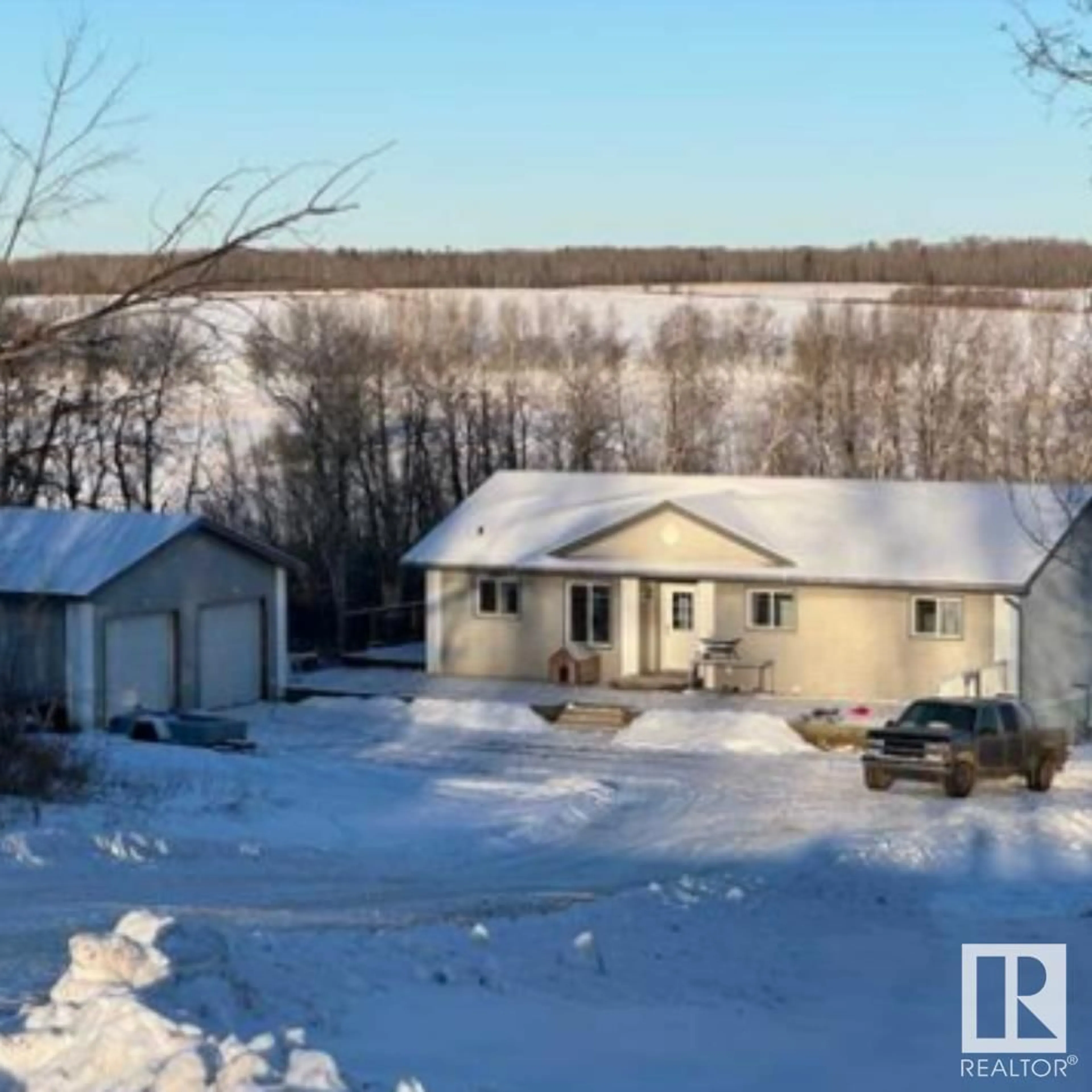 A pic from outside/outdoor area/front of a property/back of a property/a pic from drone, water/lake/river/ocean view for 16338 Township Road 675, Rural Lac La Biche County Alberta T0A2T0